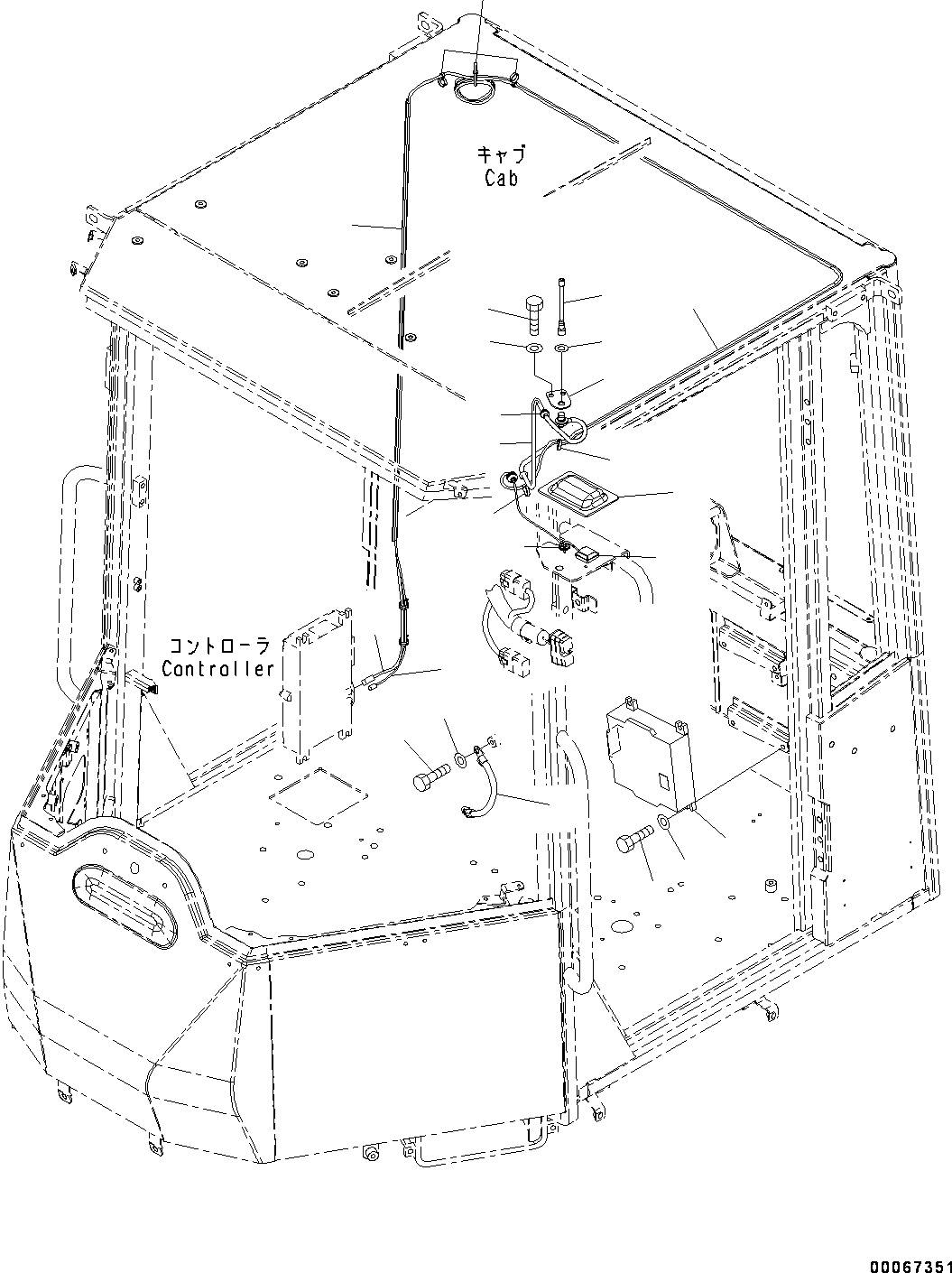 Wheel Loaders Komatsu / WA250PZ-6 S/N 75896-UP (FOR KAL (Chassis only))(0000610C) / ROPS Cab and Floor Frame Group, Floor, Wiring Harness (2/3) (#75896-77806)(K002030 : K0210-009028)