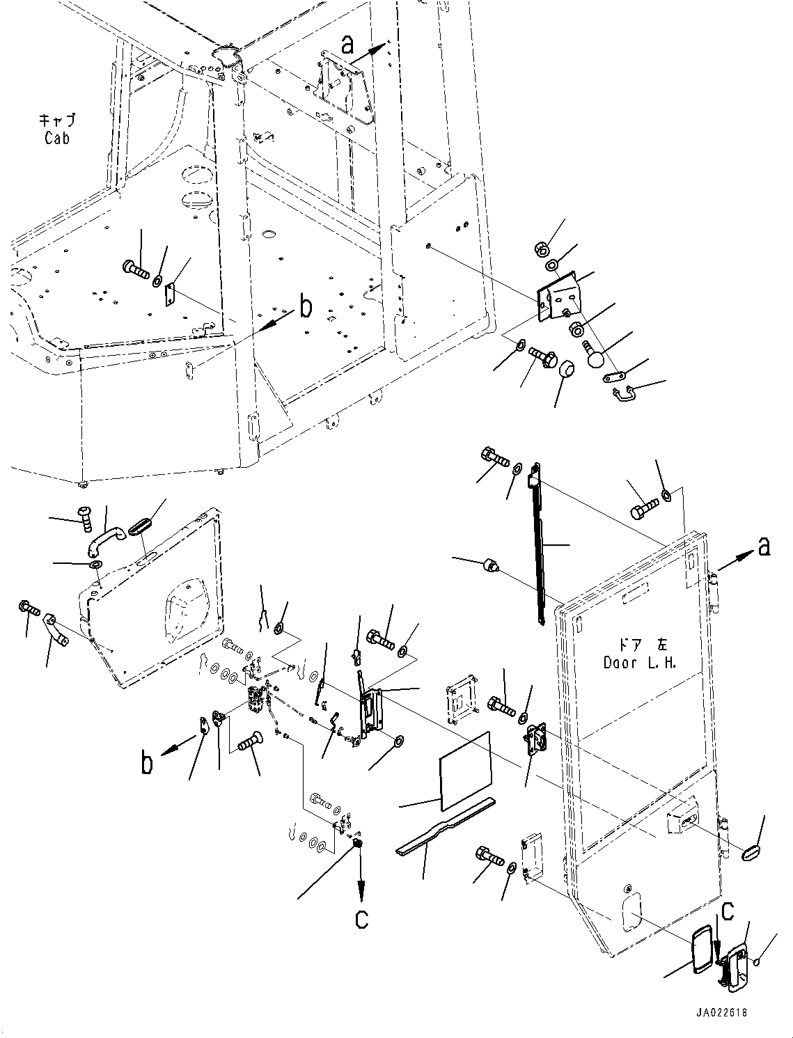 Wheel Loaders Komatsu / WA430-6 S/N 65562-UP (FOR KAL (Chassis only))(0000611C) / ROPS Cab, Door Knob, L.H. (#66039-)(K002004 : K0210-075004)
