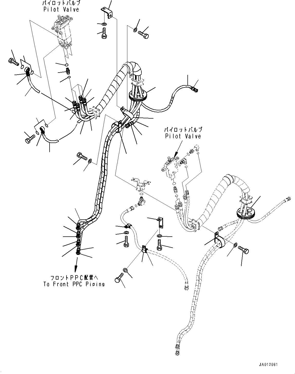 Wheel Loaders Komatsu / WA430-6 S/N 65562-UP (FOR KAL (Chassis only))(0000611C) / Loader Control Unit, PPC Valve Piping (1/2) (#65562-)(K007008 : K4202-024008)