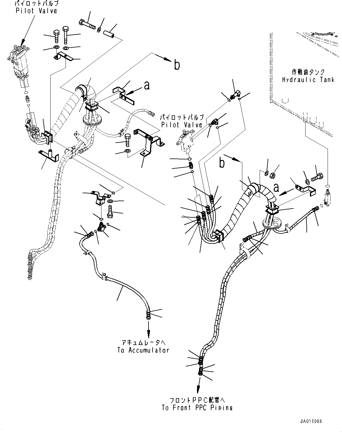 Wheel Loaders Komatsu / WA430-6 S/N 65562-UP (FOR KAL (Chassis only))(0000611C) / Loader Control Unit, PPC Valve Piping (2/2) (#65562-)(K007009 : K4202-024009)