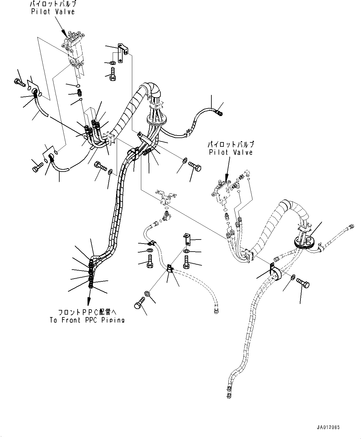 Wheel Loaders Komatsu / WA430-6 S/N 65562-UP (FOR KAL (Chassis only))(0000611C) / Loader Control Unit, PPC Valve Piping (1/2) (#65501-)(K009008 : K4202-028008)