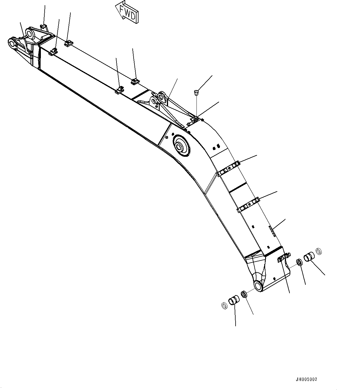 Excavators Komatsu / PC290LC-10 S/N 15001-UP(0000621U) / Boom, 6150mm Strengthened, 1-Attachment, with Anti-Drop Valve, Boom and Arm, Boom(T002001 : T1110-002001)