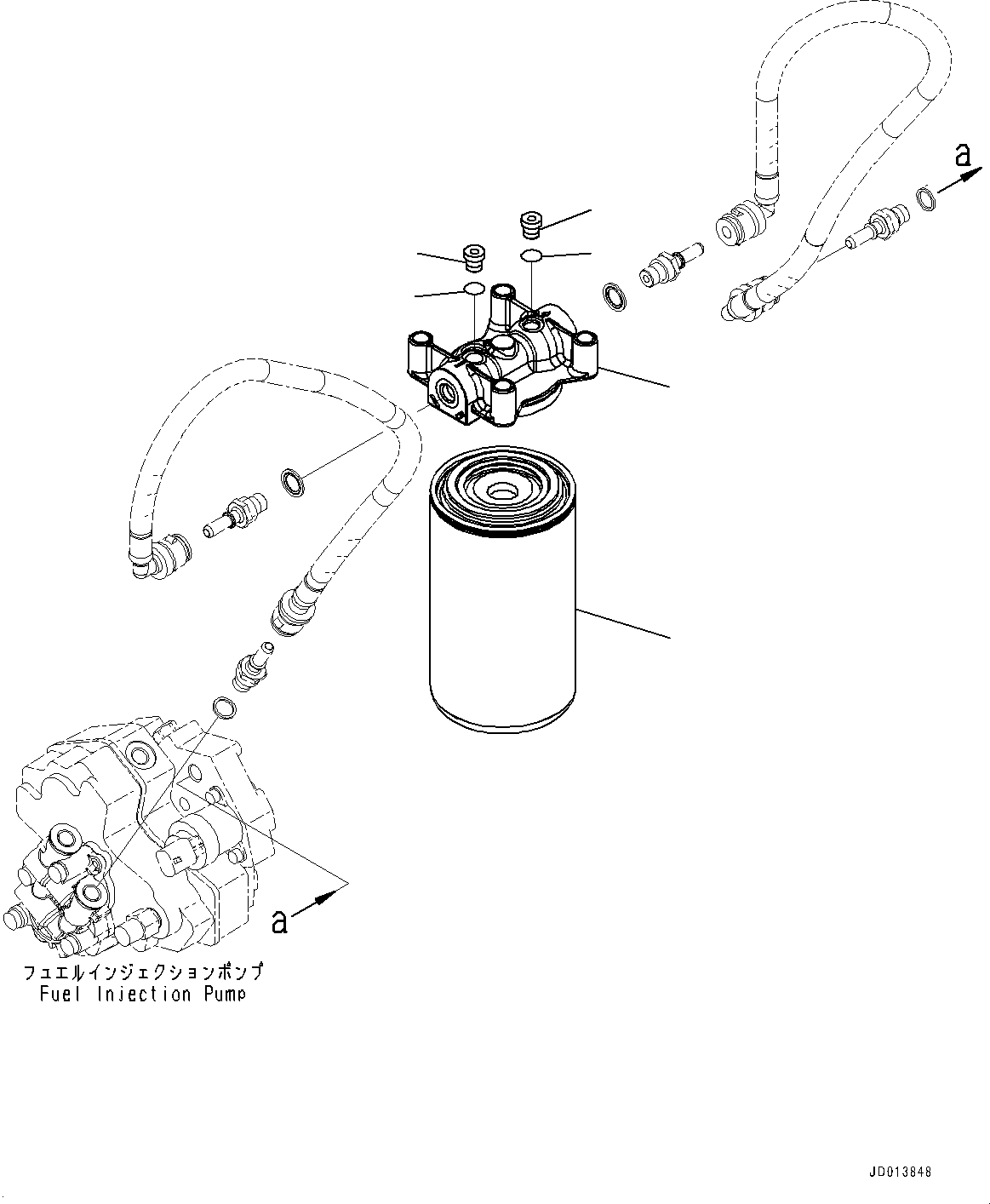 Engines Komatsu / SAA6D107E-1F S/N 537218-UP (For PC308USLC-3E0)(0000625C) / Fuel Filter (#26542558-)(D013001 : AFF10-002001)