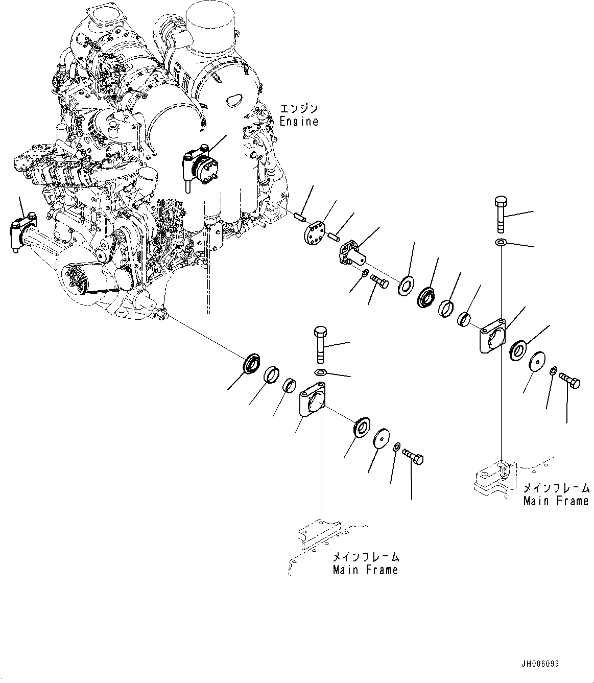 Bulldozers Komatsu / D155AX-7 S/N 90001-UP(0000628C) / Engine Mounting, (1/5) (#90001-)(B002001 : B0100-002001)
