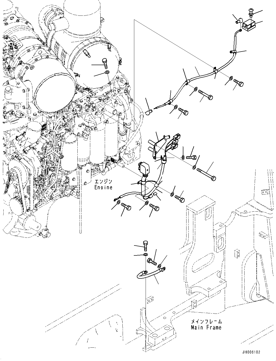 Bulldozers Komatsu / D155AX-7 S/N 90001-UP(0000628C) / Engine Wiring Harness, (1/3) (#90001-)(B004001 : B0500-001001)