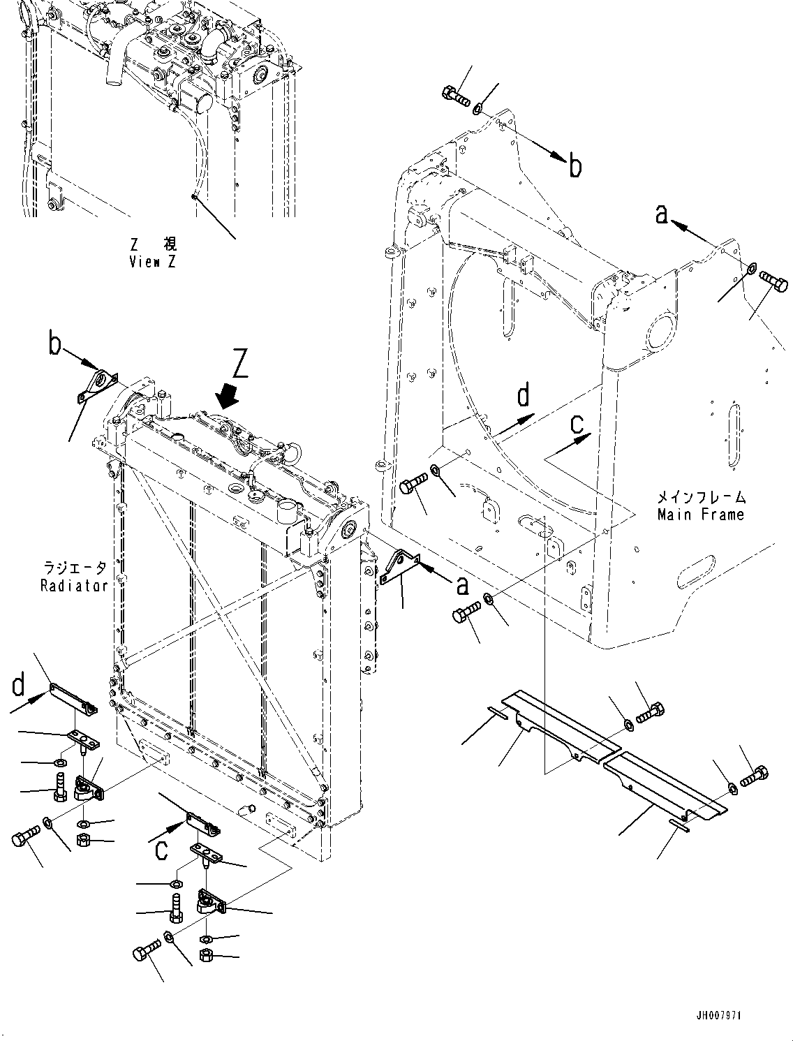Bulldozers Komatsu / D155AX-7 S/N 90001-UP(0000628C) / Cooling System, Radiator Mounting (#90001-)(C002005 : C0110-003005)