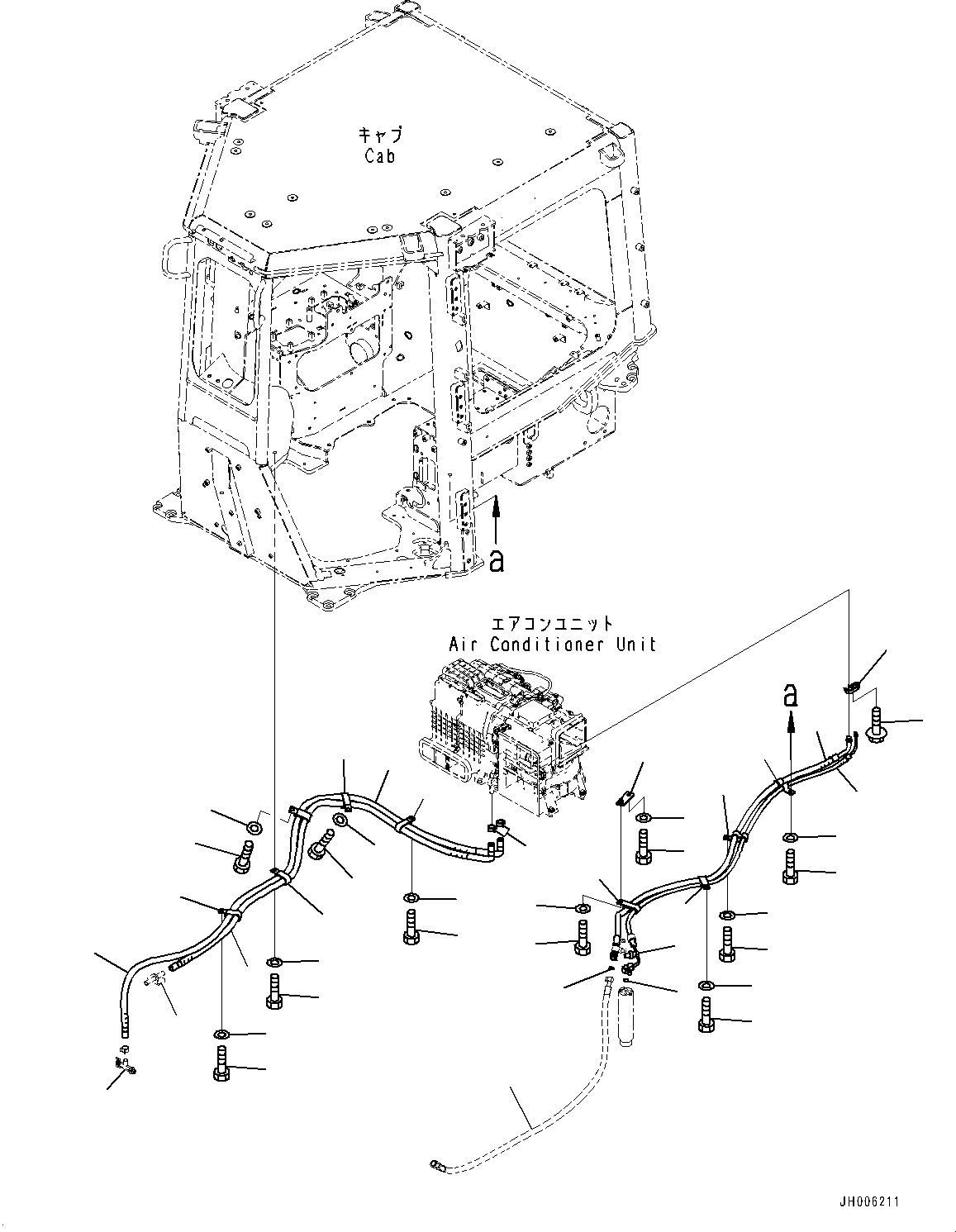 Bulldozers Komatsu / D155AX-7 S/N 90001-UP(0000628C) / Control Unit, Air Conditioner Piping (#90001-)(K015027 : K0220-001026)