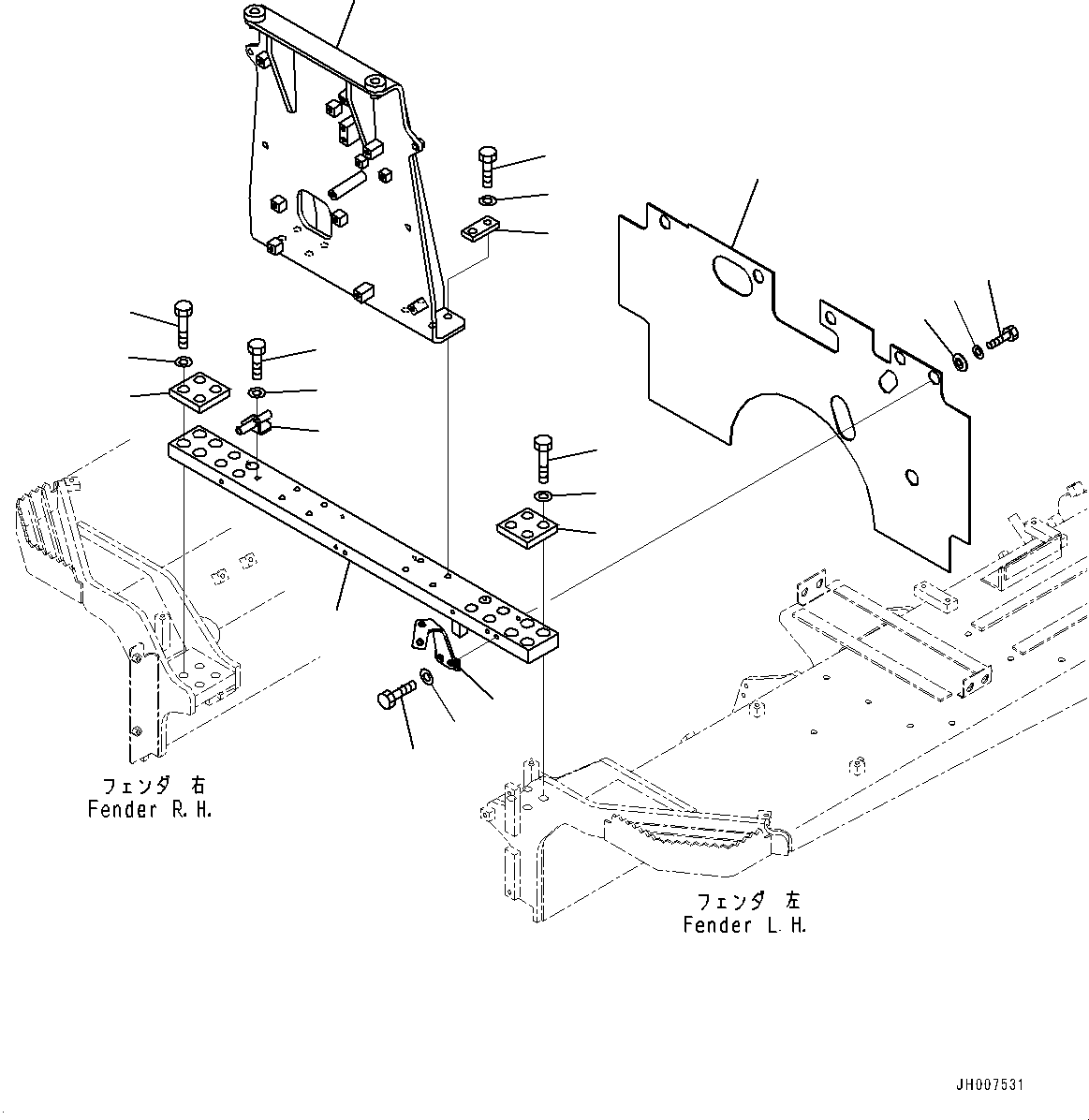 Bulldozers Komatsu / D155AX-7 S/N 90001-UP(0000628C) / Fender, Hood Mounting (#90052-)(M018009 : M2210-001008A)