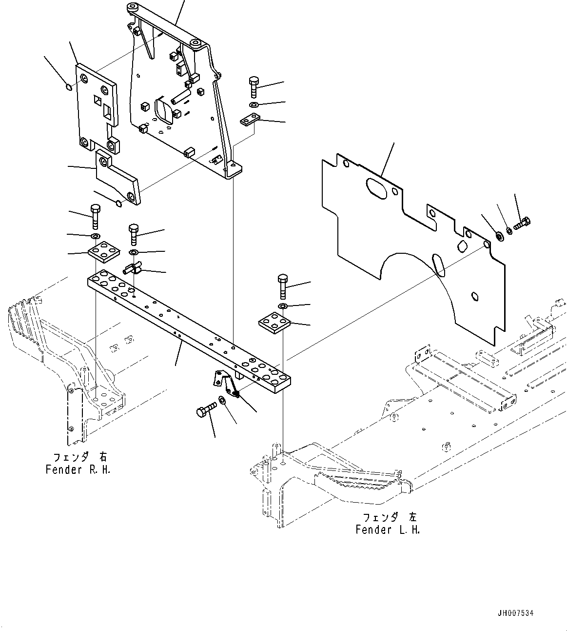 Bulldozers Komatsu / D155AX-7 S/N 90001-UP(0000628C) / Fender, Hood Mounting (#90052-)(M021009 : M2210-004008A)