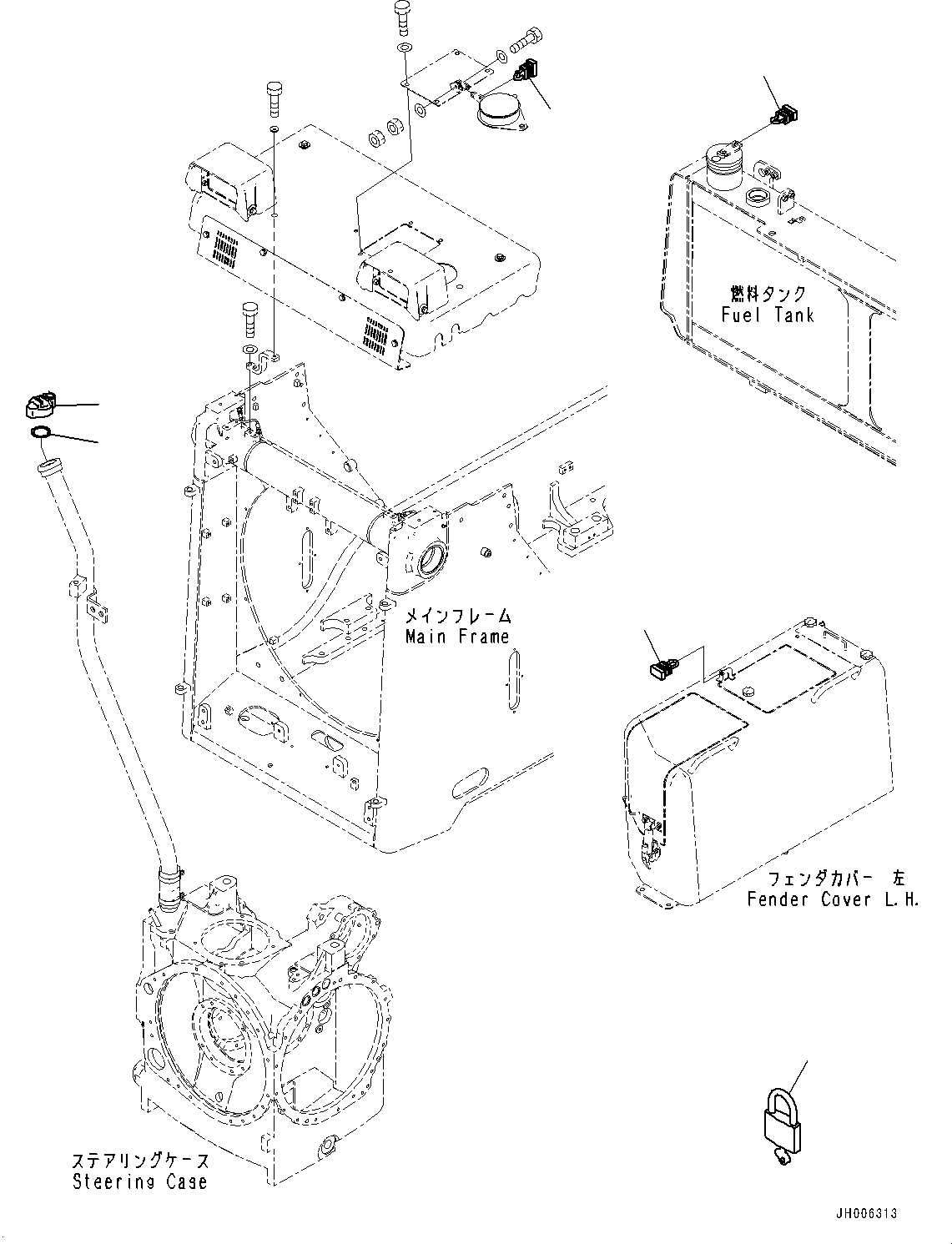 Bulldozers Komatsu / D155AX-7 S/N 90001-UP(0000628C) / Vandalism Protection Lock (#90001-)(W001001 : W2111-001001)