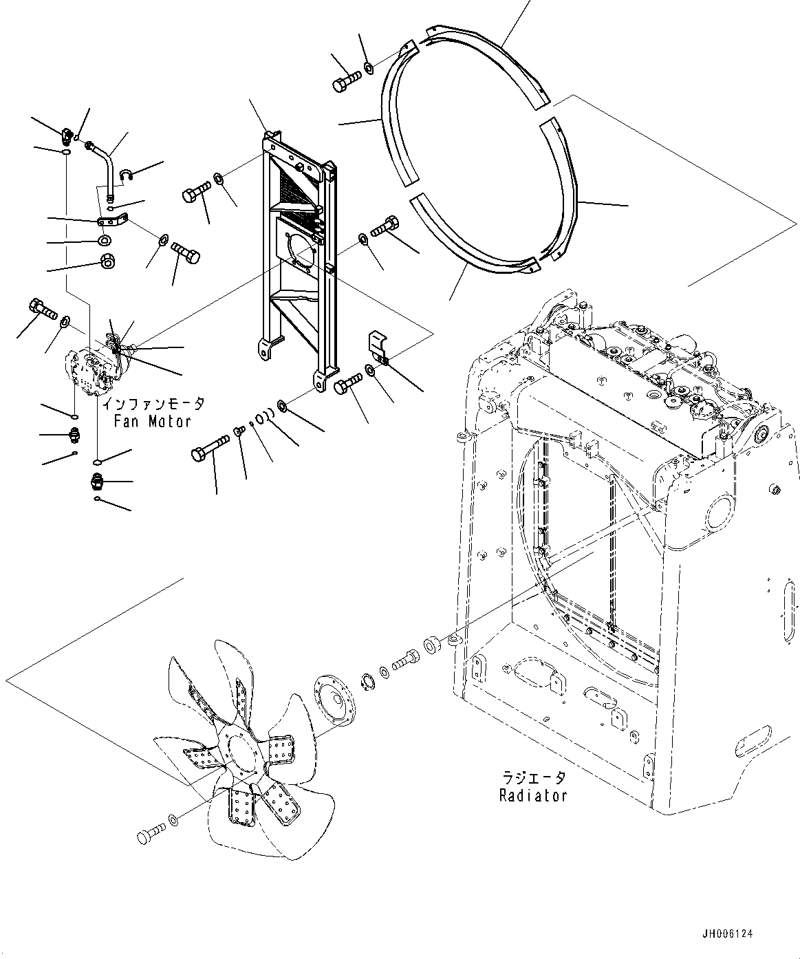 Bulldozers Komatsu / D155AX-7 S/N 90001-UP(0000628C) / Cooling Fan, Fan Piping and Shroud (#90001-)(C006006 : C0200-001005)