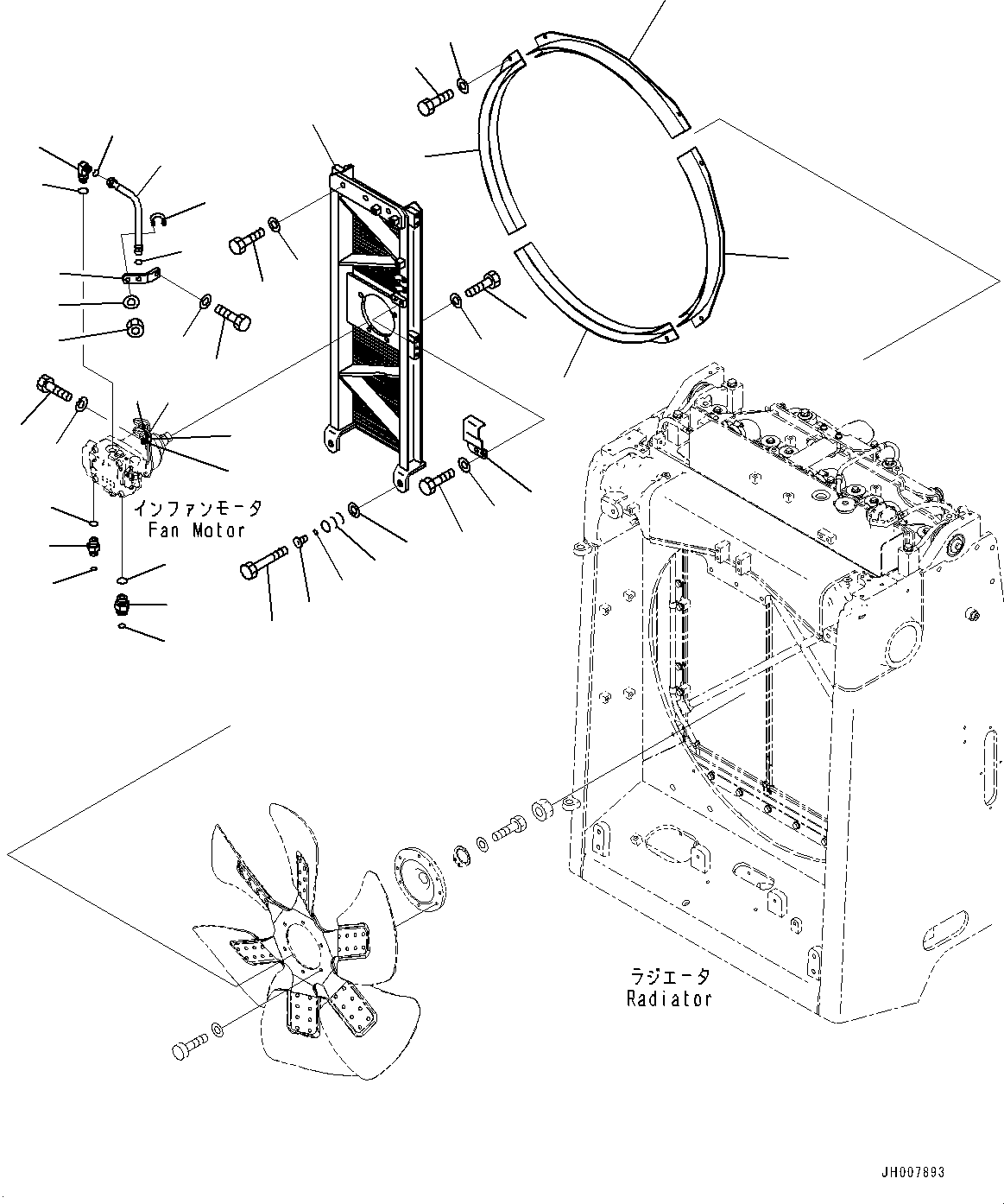 Bulldozers Komatsu / D155AX-7 S/N 90001-UP(0000628C) / Cooling Fan, Fan Piping and Shroud (#90001-)(C007006 : C0200-002005)