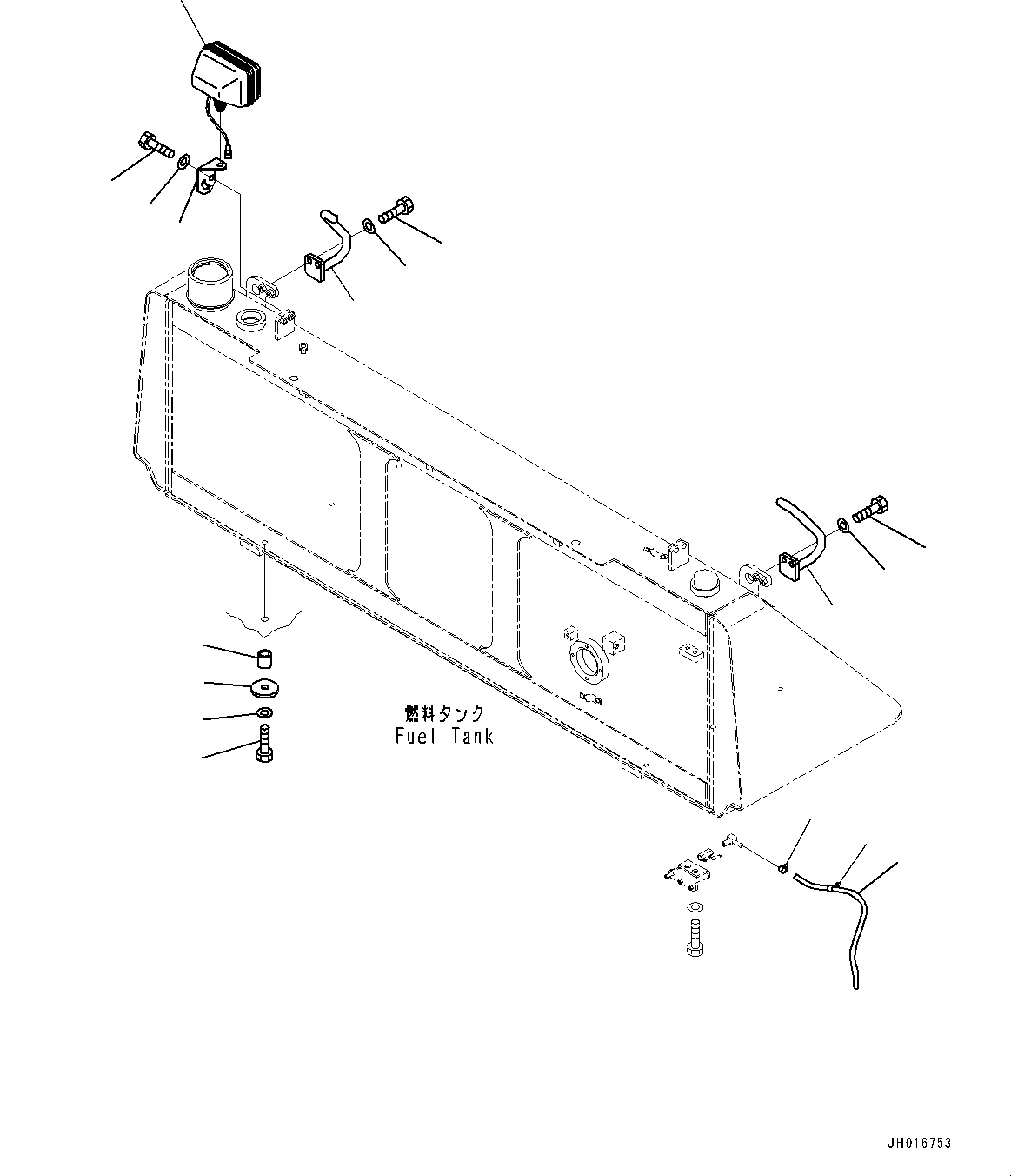 Bulldozers Komatsu / D155AX-7 S/N 90001-UP(0000628C) / Fuel Tank, Working Lamp, Rear (#90240-)(D003005 : D0100-004003A)
