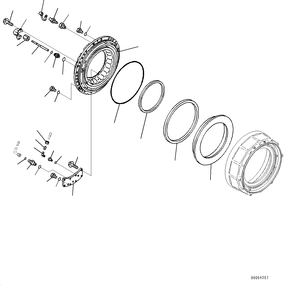 Dump Trucks Komatsu / HM400-2 S/N 2848-UP (KAL Spec.)(0000630C) / Front Final Drive and Brake, Final Drive, Brake, L.H. (#2633-)(F006003 : F3360-001002)