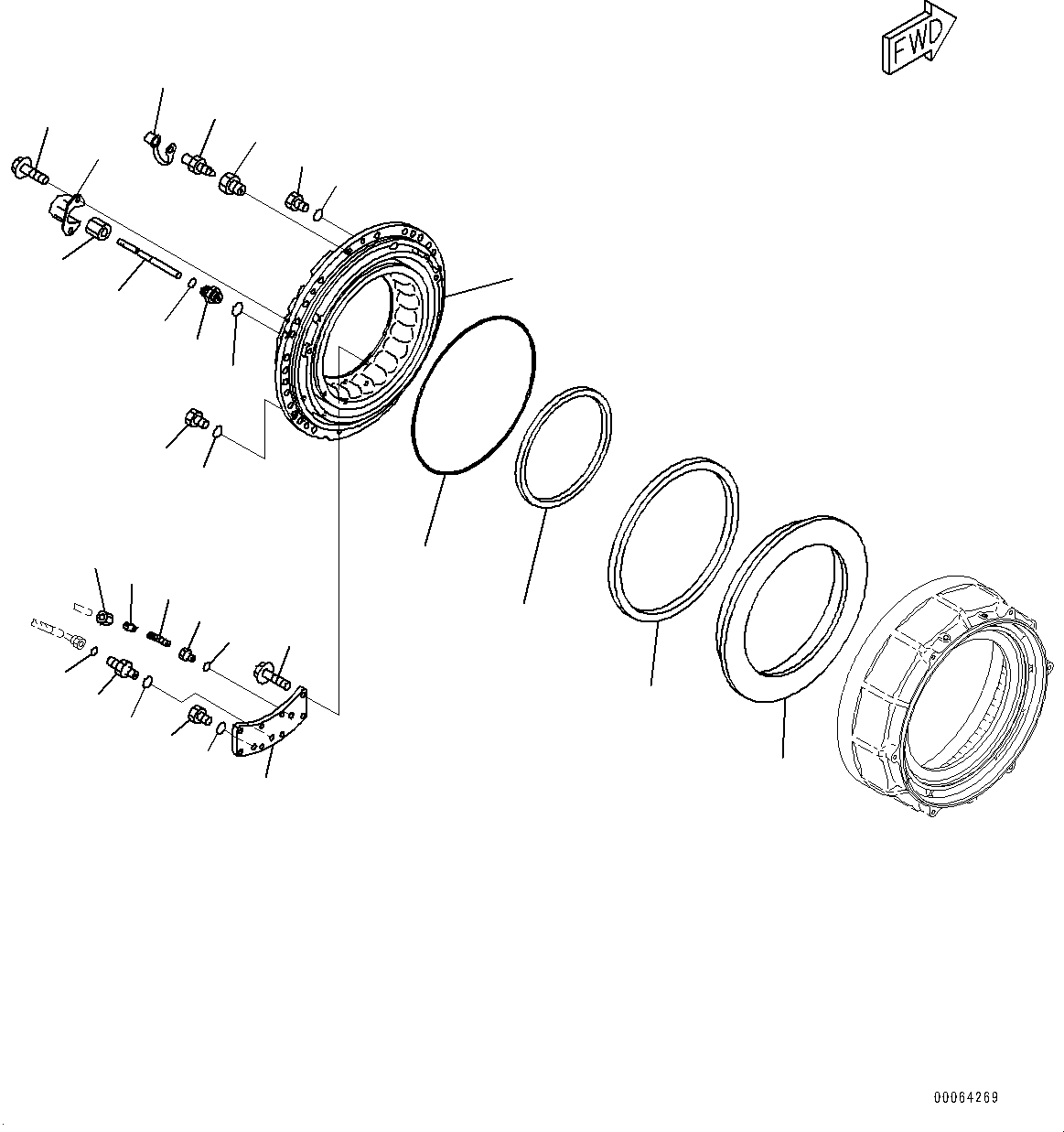 Dump Trucks Komatsu / HM400-2 S/N 2848-UP (KAL Spec.)(0000630C) / Front Final Drive and Brake, Final Drive R.H. (#2986-)(F006007 : F3360-001005A)