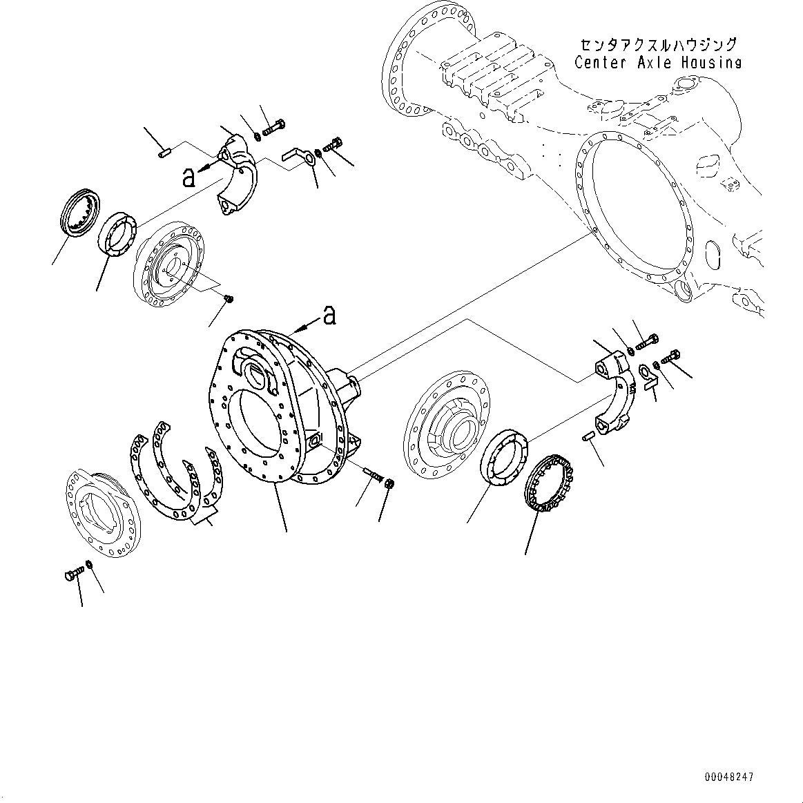 Dump Trucks Komatsu / HM400-2 S/N 2848-UP (KAL Spec.)(0000630C) / Center Axle, Carrier (#2633-)(F010001 : F3450-001001)