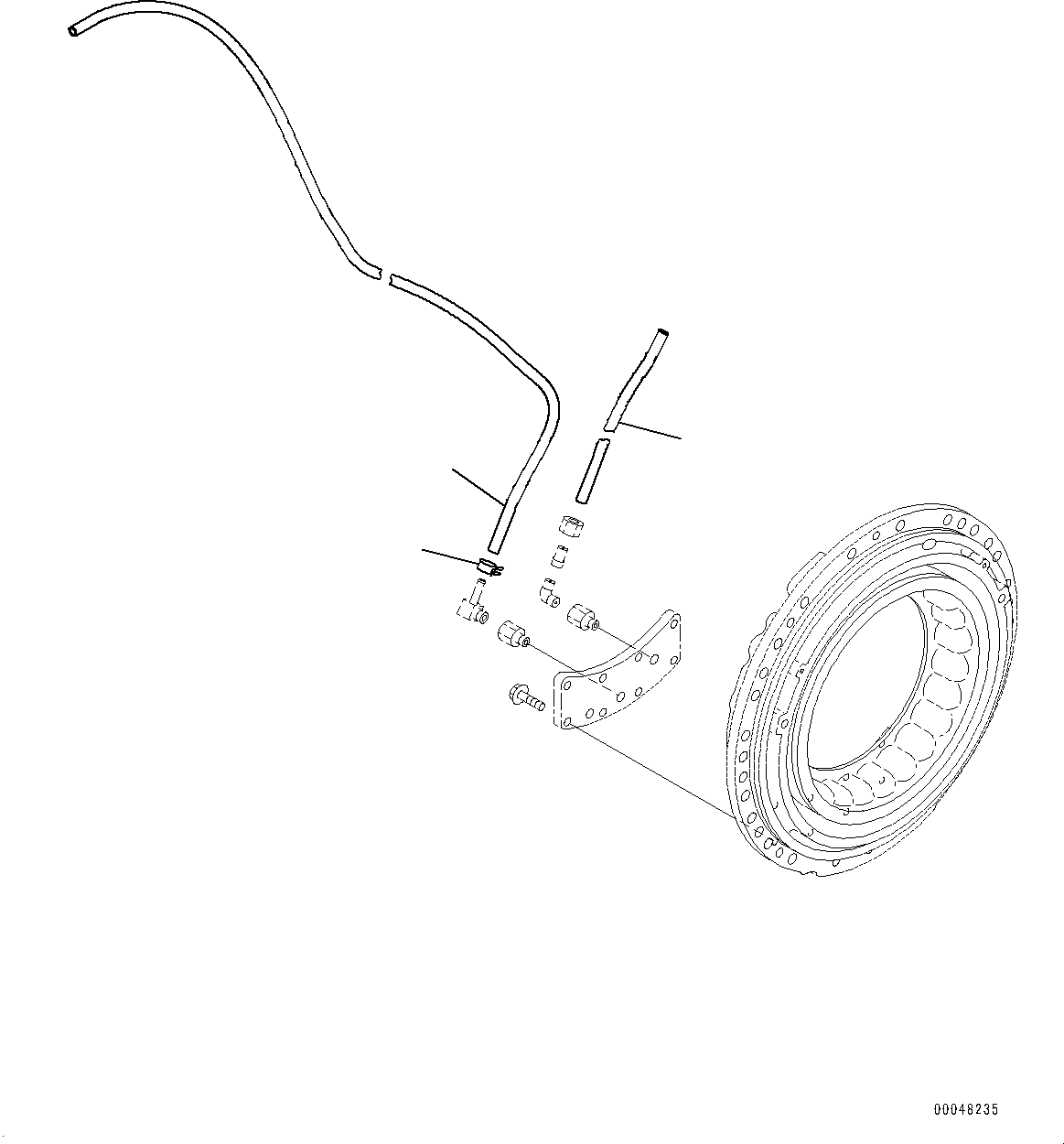 Dump Trucks Komatsu / HM400-2 S/N 2848-UP (KAL Spec.)(0000630C) / Center Axle, Piping, L.H. (#2633-)(F010008 : F3450-001008)