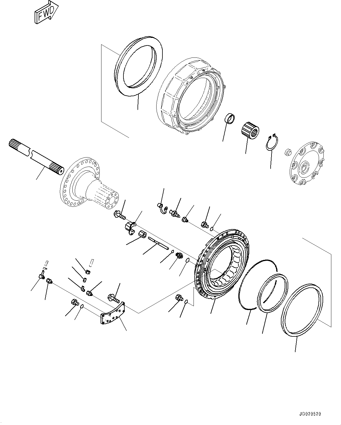Dump Trucks Komatsu / HM400-2 S/N 2848-UP (KAL Spec.)(0000630C) / Center Axle, Final Drive, Brake Cylinder, R.H. (#2633-)(F010011 : F3450-001011)