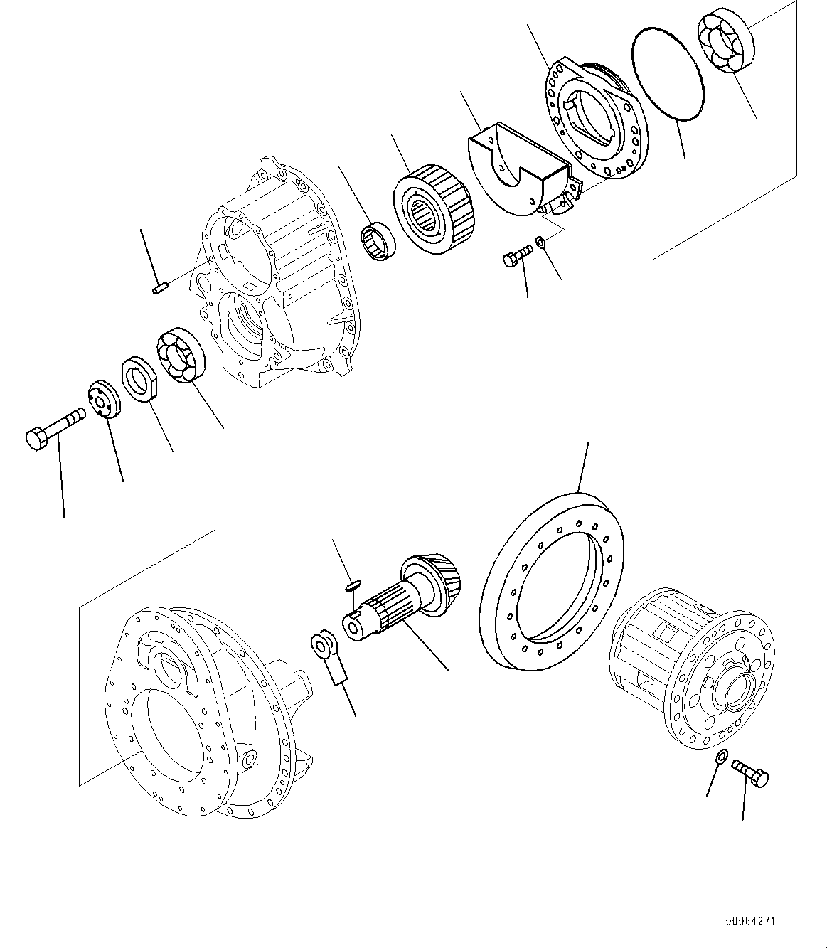 Dump Trucks Komatsu / HM400-2 S/N 2848-UP (KAL Spec.)(0000630C) / Center Axle, Pinion and Cage (#2633-)(F011003 : F3450-002003)