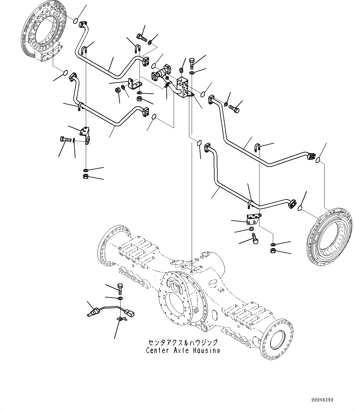Dump Trucks Komatsu / HM400-2 S/N 2848-UP (KAL Spec.)(0000630C) / Center Brake Oil Cooling Piping, Brake Cooler Piping (#2633-)(F013001 : F3456-001001)