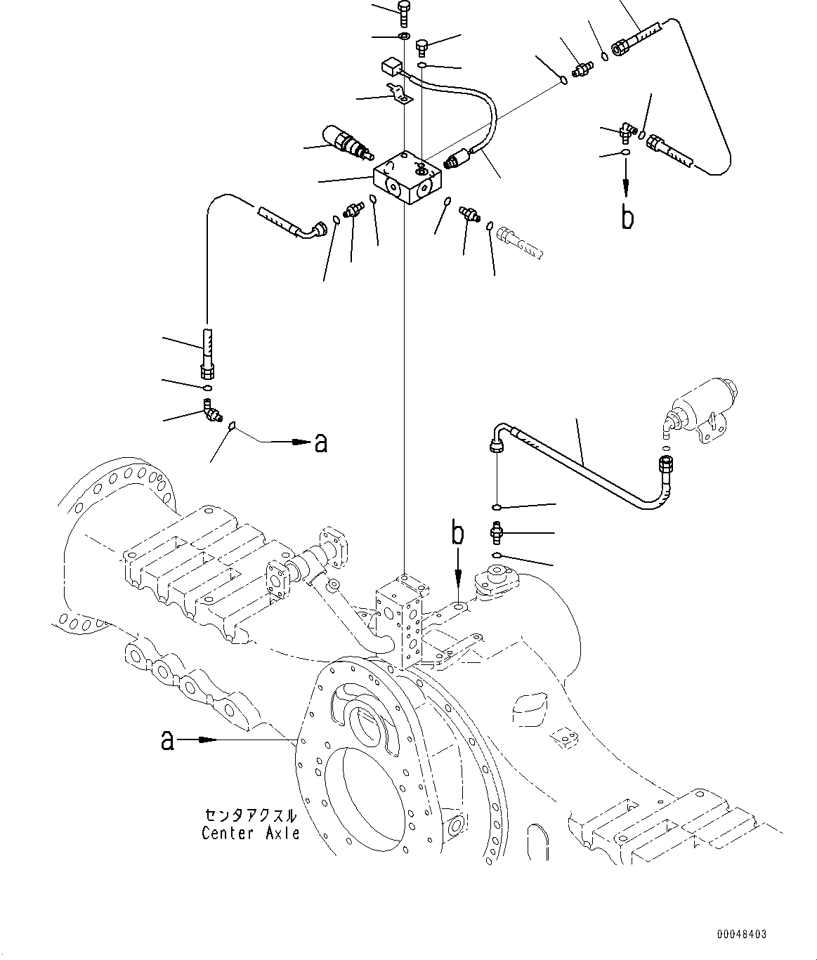 Dump Trucks Komatsu / HM400-2 S/N 2848-UP (KAL Spec.)(0000630C) / Center Brake Oil Cooling Piping, Differential Lock Piping (#2633-)(F013002 : F3456-001002)