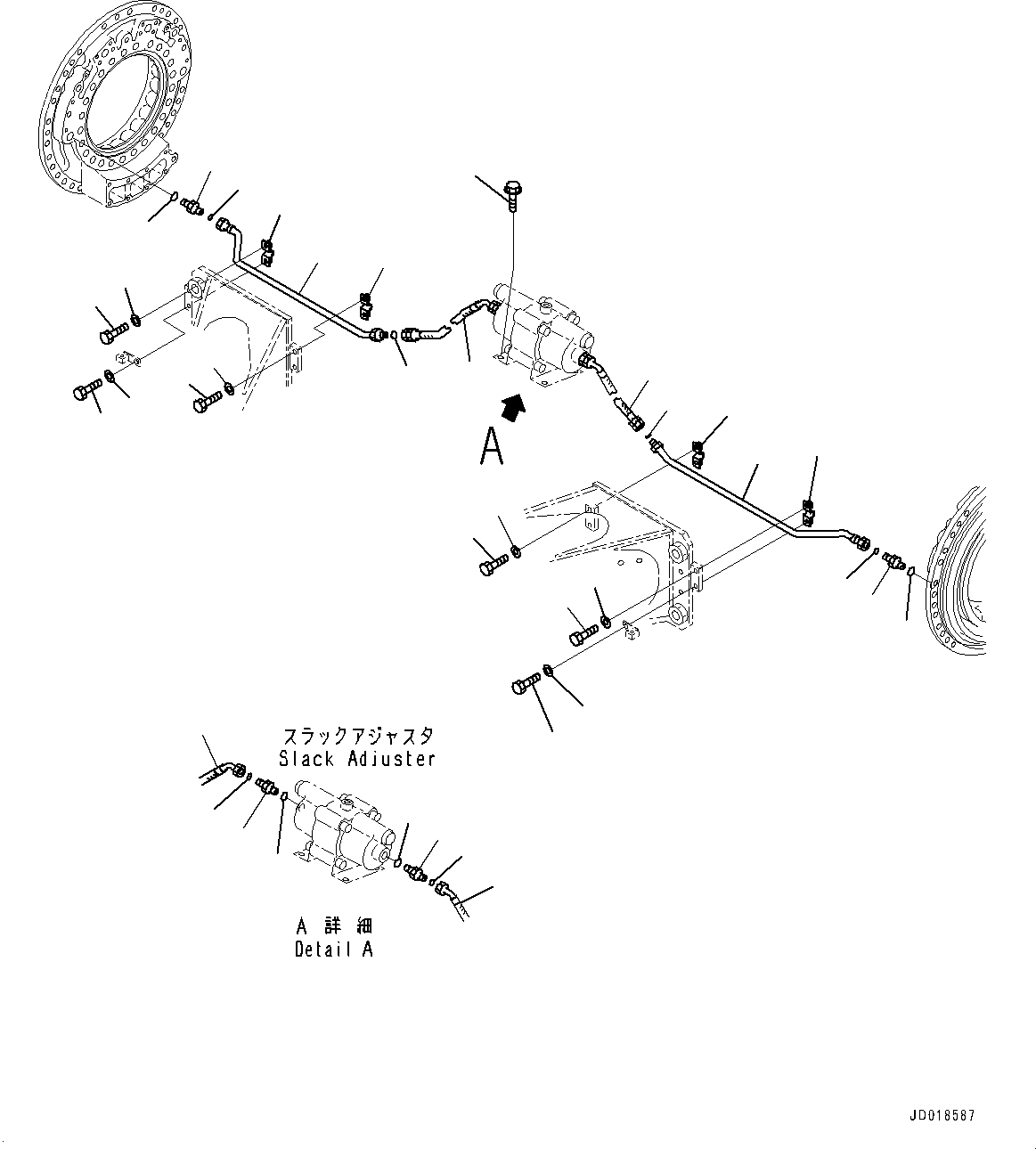 Dump Trucks Komatsu / HM400-2 S/N 2848-UP (KAL Spec.)(0000630C) / Rear Brake Oil Piping, Brake Piping (2/2) (#2633-)(F016003 : F3465-002003)