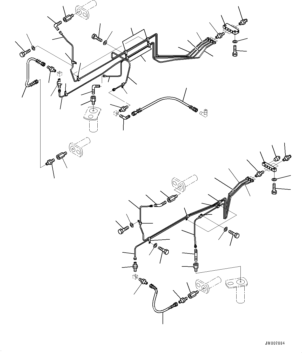 Dump Trucks Komatsu / HM400-2 S/N 2848-UP (KAL Spec.)(0000630C) / Front Lubrication Piping (#2848-)(F023001 : F3710-003001)