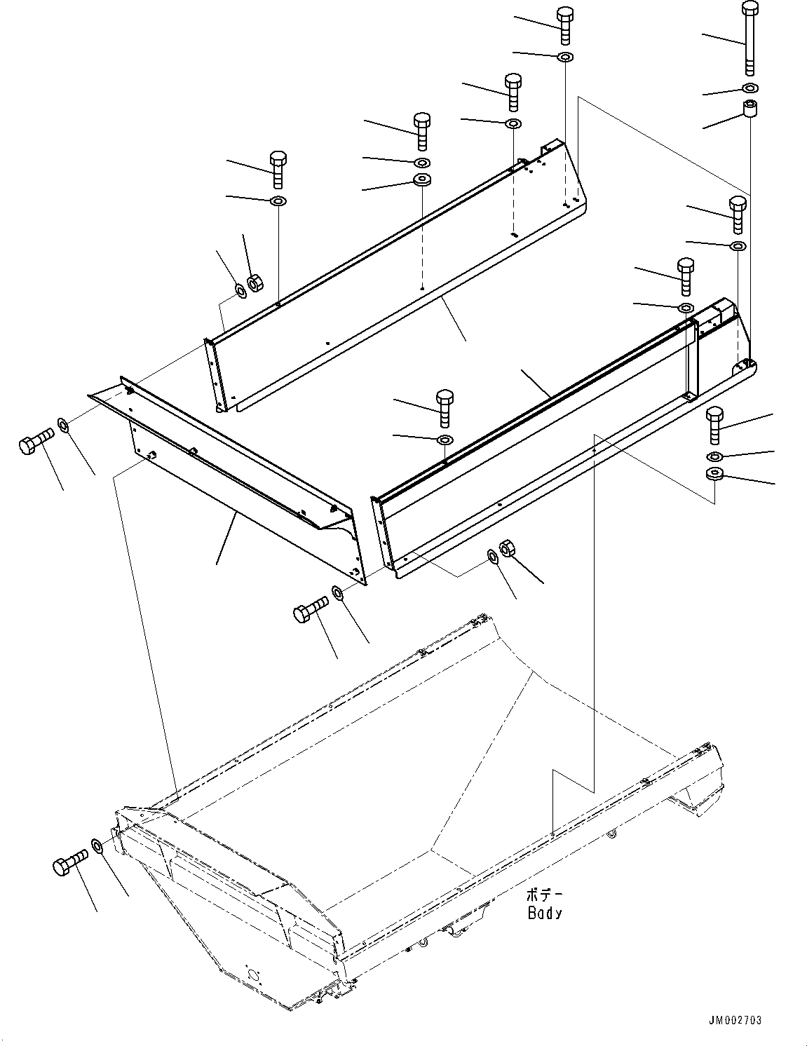 Dump Trucks Komatsu / HM400-2 S/N 2848-UP (KAL Spec.)(0000630C) / Body Side Extension, Extension (#2633-)(T022001 : T3220-003001)