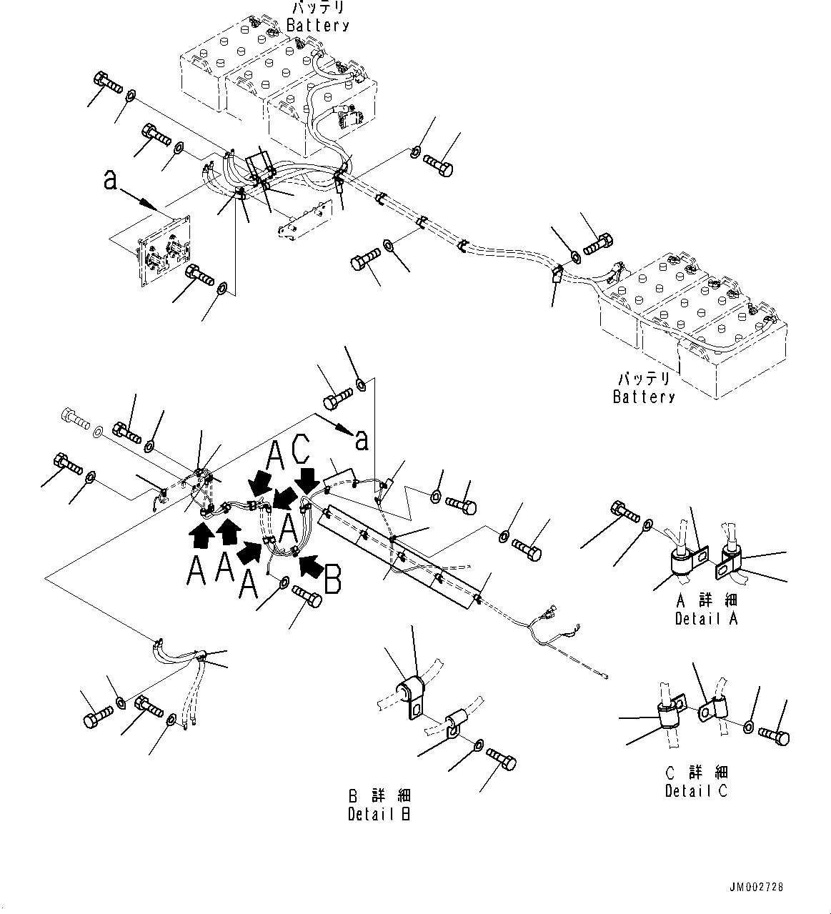 Wheel Loaders Komatsu / WA1200-6 S/N 60004-UP (KAL Spec. (Chassis only))(0000631C) / Right Battery Box, Wiring Harness Mounting (3/3) (#60011-)(E003006 : E0102-006006)