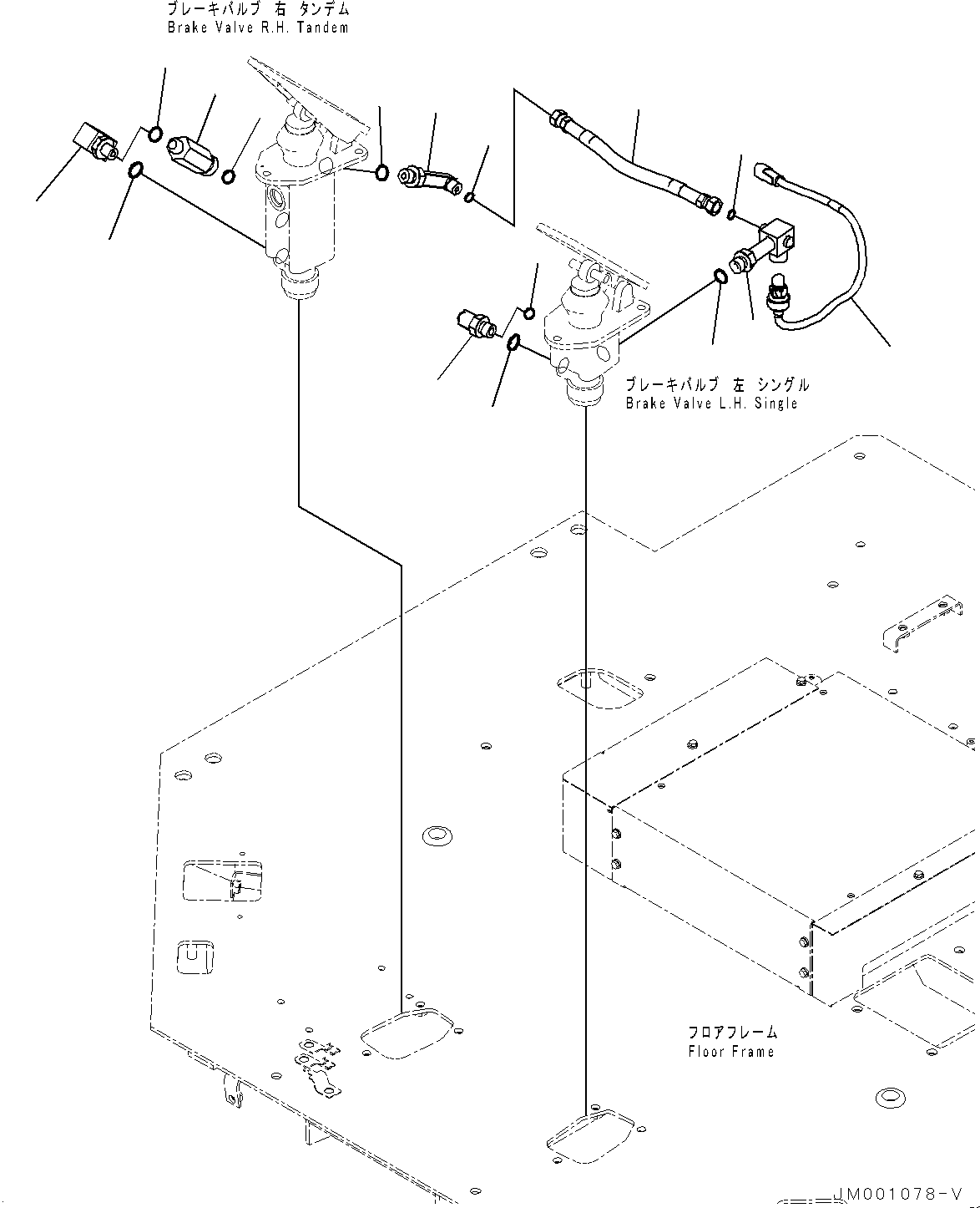 Wheel Loaders Komatsu / WA1200-6 S/N 60004-UP (KAL Spec. (Chassis only))(0000631C) / Floor, Brake Piping (1/2) (#60001-)(K012035 : K4010-005033)