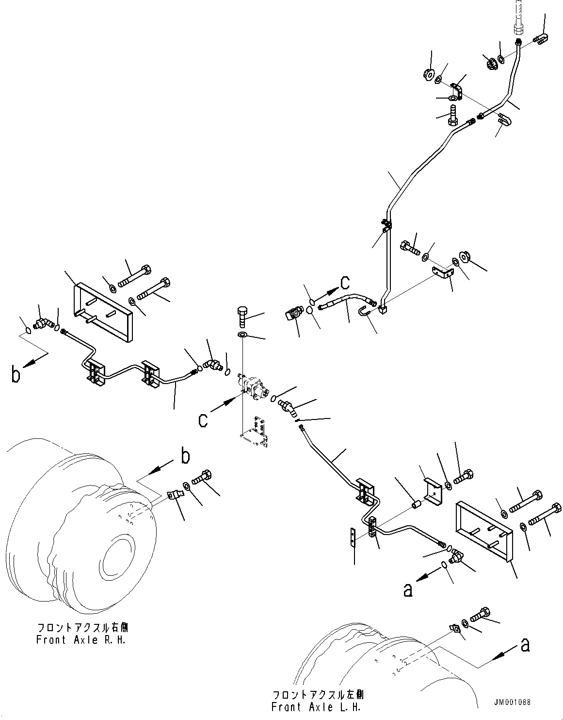 Wheel Loaders Komatsu / WA1200-6 S/N 60004-UP (KAL Spec. (Chassis only))(0000631C) / Brake Piping, Front Axle Piping (#60001-)(K018002 : K4470-001002)