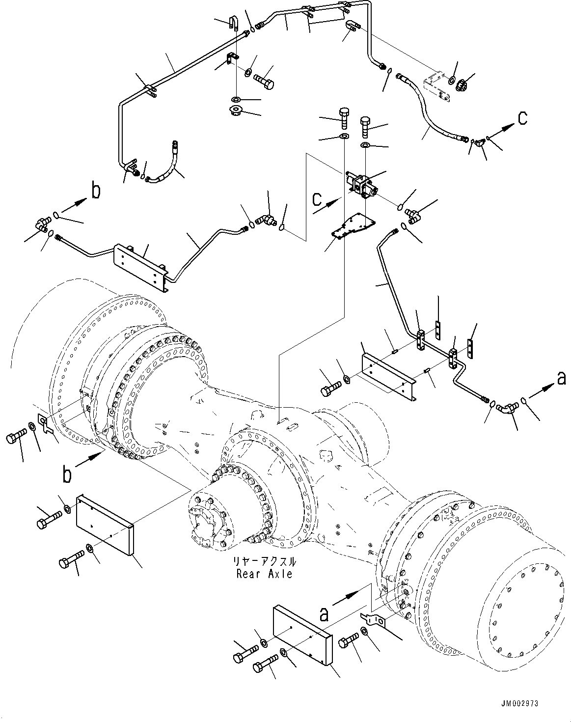 Wheel Loaders Komatsu / WA1200-6 S/N 60004-UP (KAL Spec. (Chassis only))(0000631C) / Brake Piping, Rear Axle Piping (#60001-)(K018003 : K4470-001003)