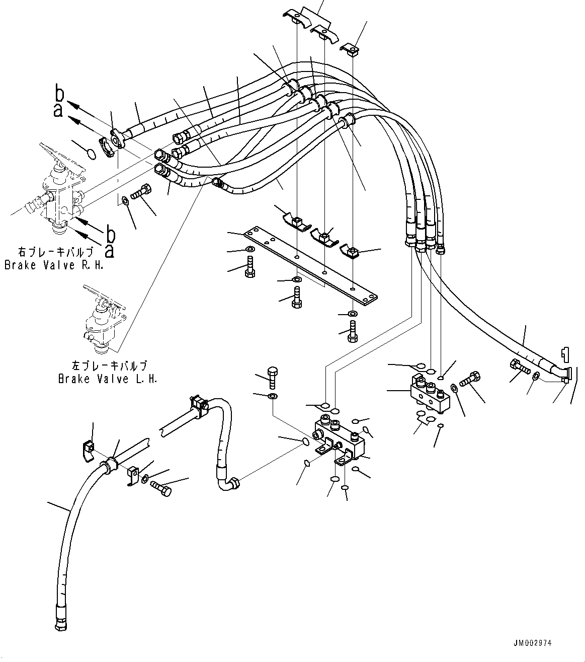 Wheel Loaders Komatsu / WA1200-6 S/N 60004-UP (KAL Spec. (Chassis only))(0000631C) / Brake Piping, Floor Piping (1/2) (#60001-)(K018004 : K4470-001004)