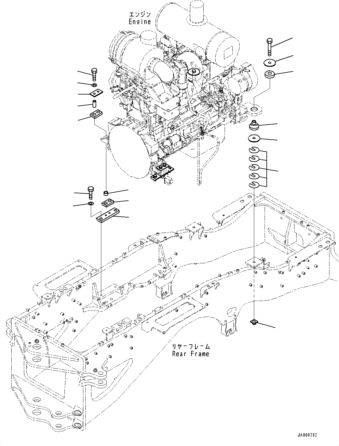Graders Komatsu / GD755-5R S/N 10001-UP(0000632C) / Engine and Powertrain Unit Mounting, Engine Mounting (#10001-)(B001001 : B0100-003001)