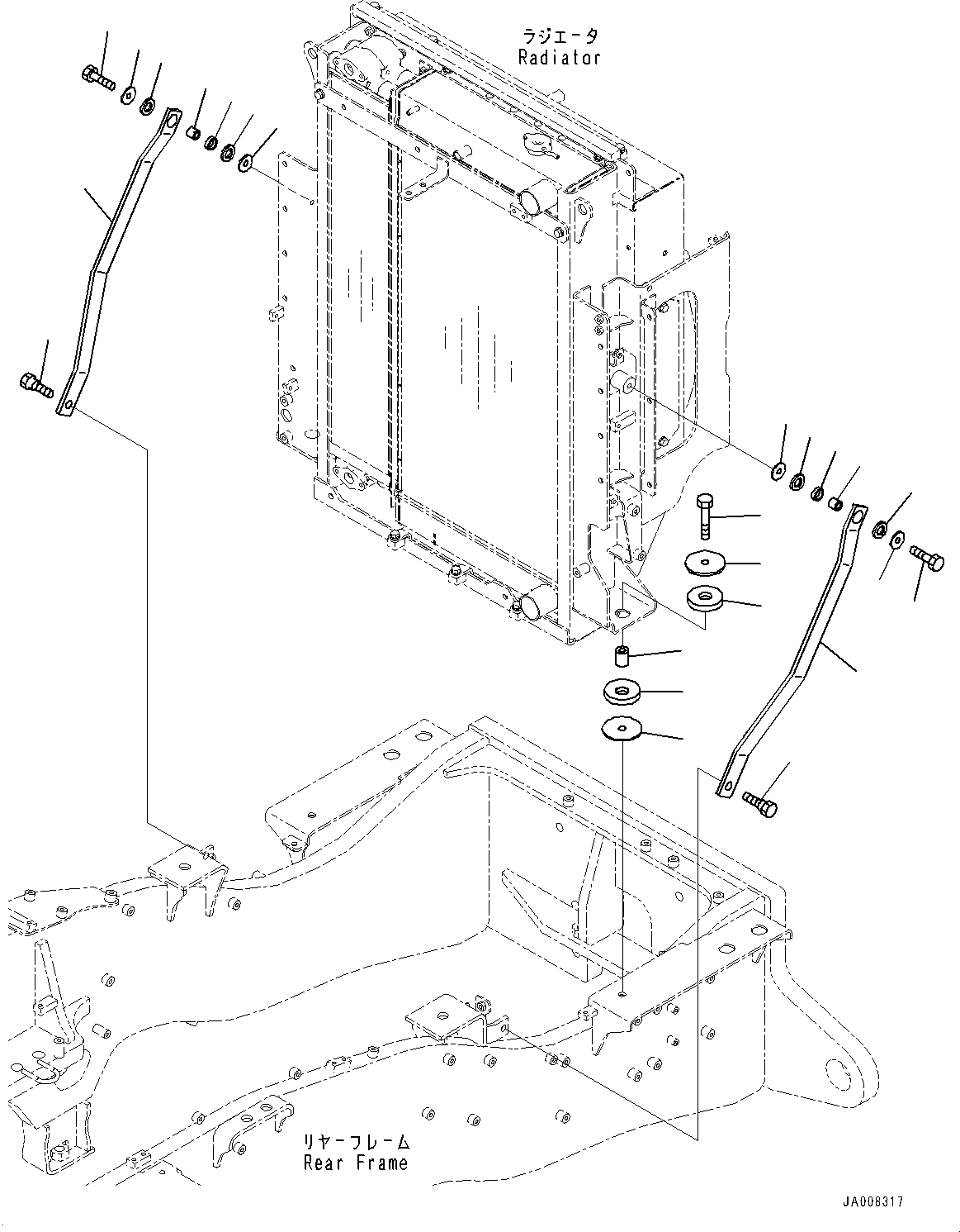 Graders Komatsu / GD755-5R S/N 10001-UP(0000632C) / Radiator, Radiator Mounting (#10001-)(C001010 : C0110-003010)