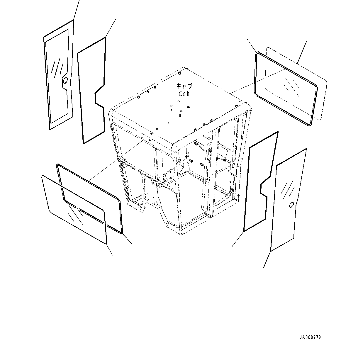 Graders Komatsu / GD755-5R S/N 10001-UP(0000632C) / ROPS Cab, Glass Window (#10001-)(K006001 : K0210-034001)