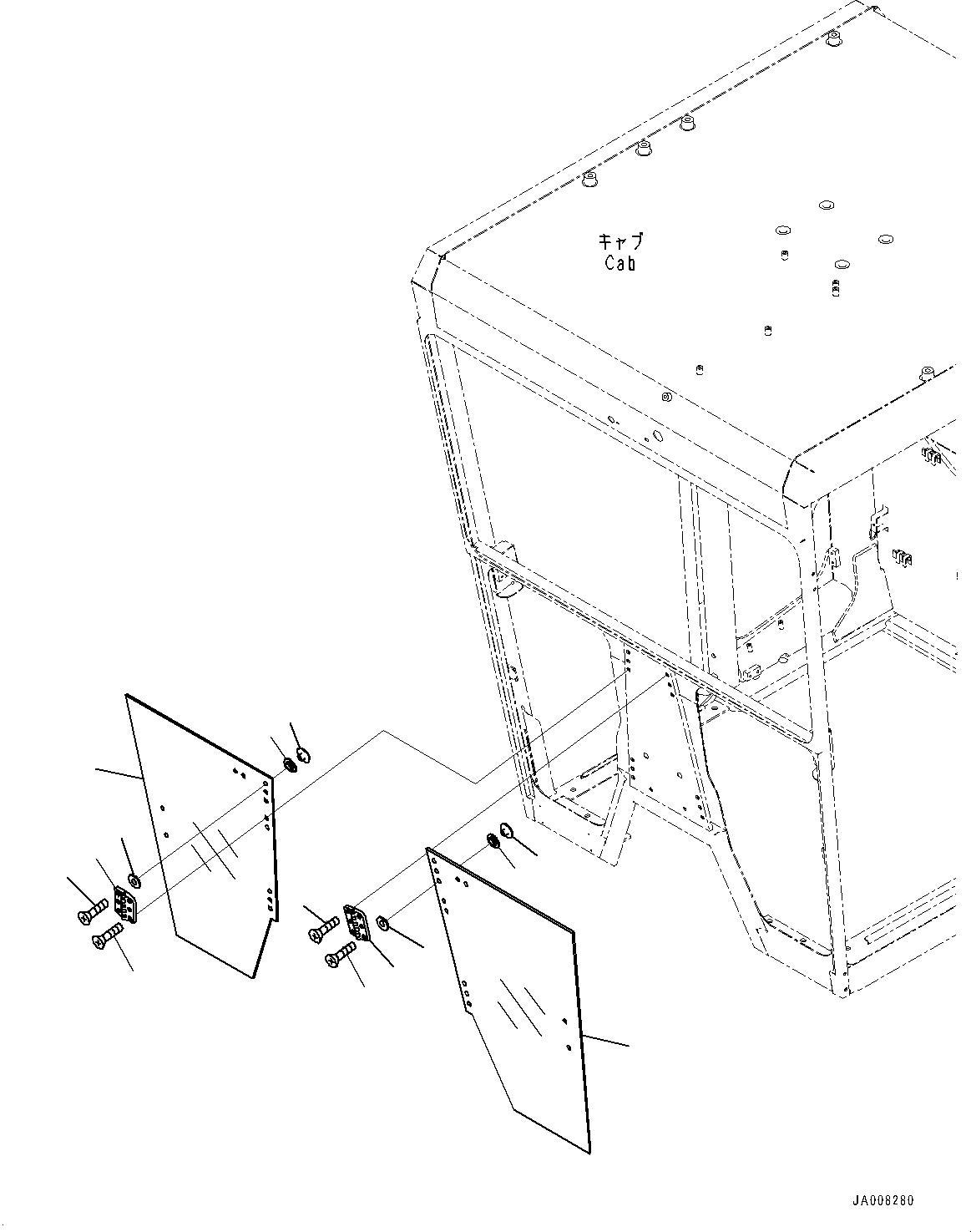 Graders Komatsu / GD755-5R S/N 10001-UP(0000632C) / ROPS Cab, Glass Window, Front (#10001-)(K011002 : K0210-043002)