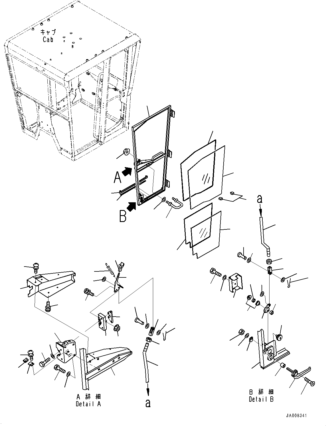 Graders Komatsu / GD755-5R S/N 10001-UP(0000632C) / ROPS Cab, Door, L.H. (#10001-)(K008012 : K0210-036012)
