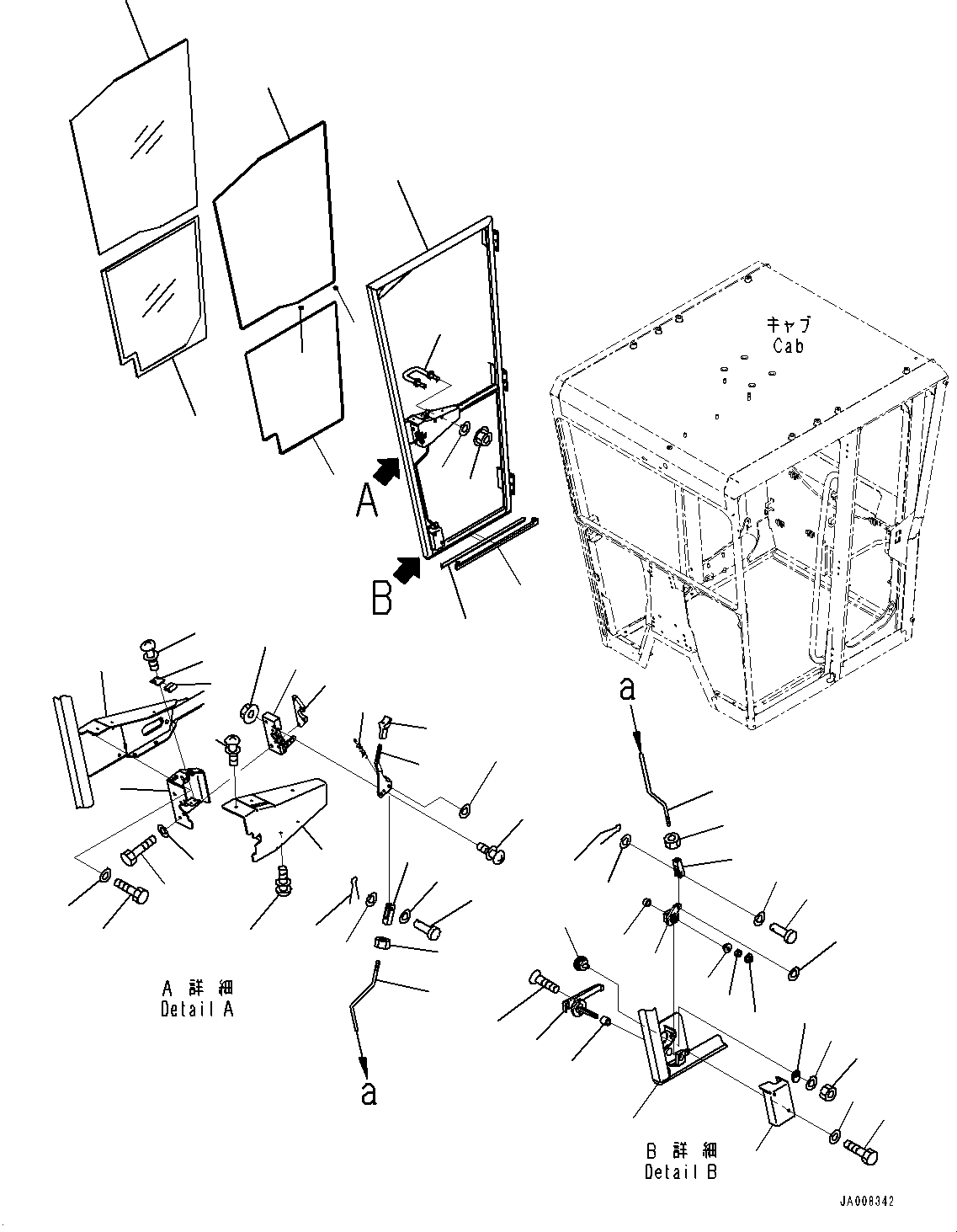 Graders Komatsu / GD755-5R S/N 10001-UP(0000632C) / ROPS Cab, Door, R.H. (#10001-)(K006013 : K0210-034013)