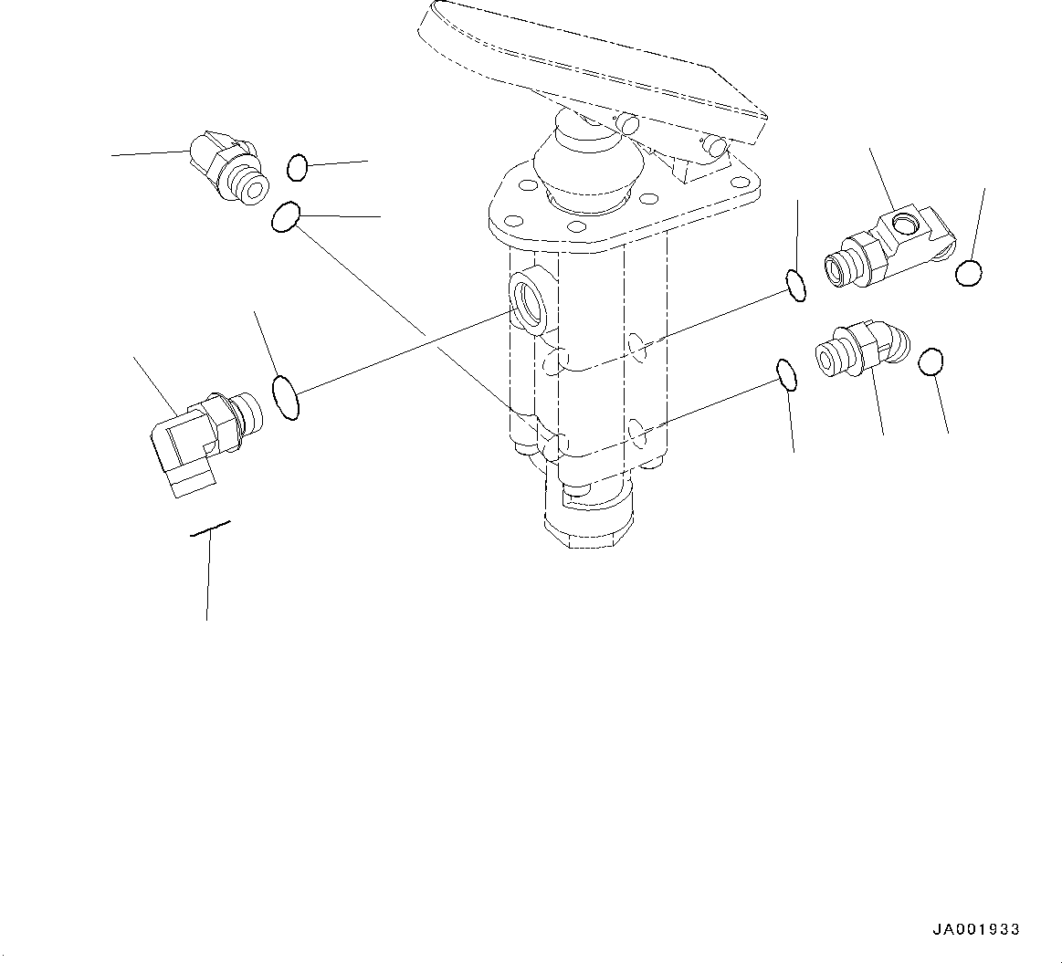 Graders Komatsu / GD755-5R S/N 10001-UP(0000632C) / Floor Frame, Brake Valve Elbow (#10001-)(K025011 : K1110-019011)