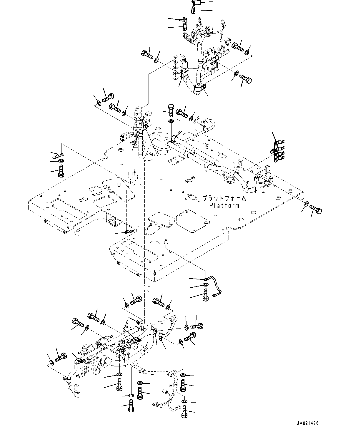 Graders Komatsu / GD755-5R S/N 10001-UP(0000632C) / Floor Frame, Floor, Wiring Harness (2/2) (#10001-10072)(K023018 : K1110-018018)