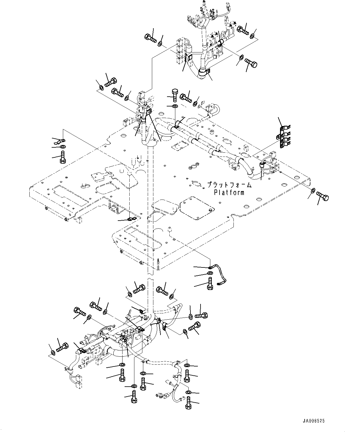 Graders Komatsu / GD755-5R S/N 10001-UP(0000632C) / Floor Frame, Floor, Wiring Harness (2/2) (#10073-)(K024019 : K1110-017018A)