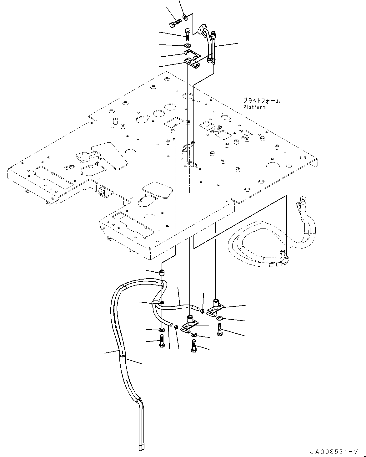 Graders Komatsu / GD755-5R S/N 10001-UP(0000632C) / Floor Frame, Air Conditioner Drain Piping Mounting (#10001-)(K026029 : K1110-020027)