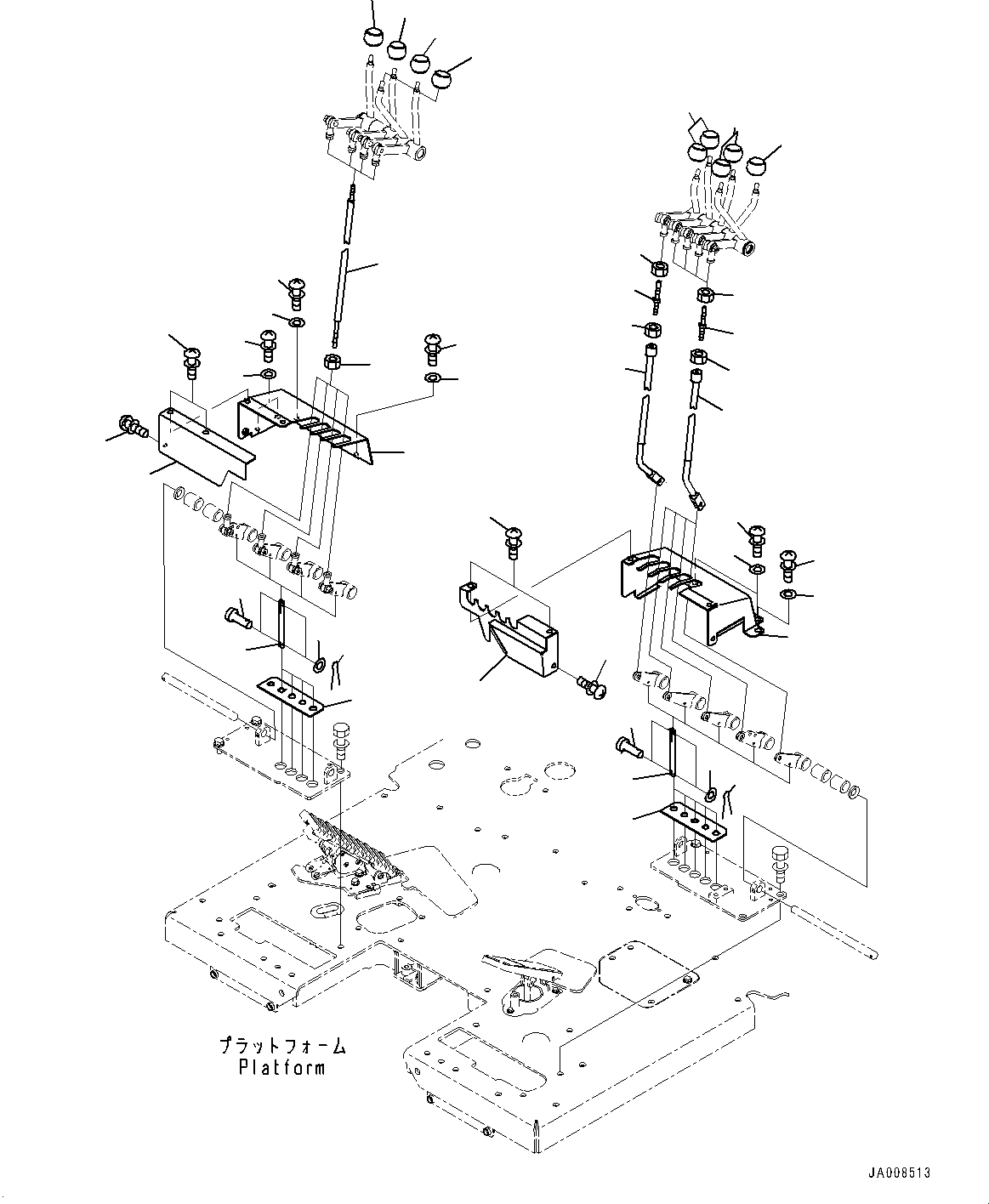 Graders Komatsu / GD755-5R S/N 10001-UP(0000632C) / Floor Frame, Work Equipment Control Lever (#10001-)(K025004 : K1110-019004)