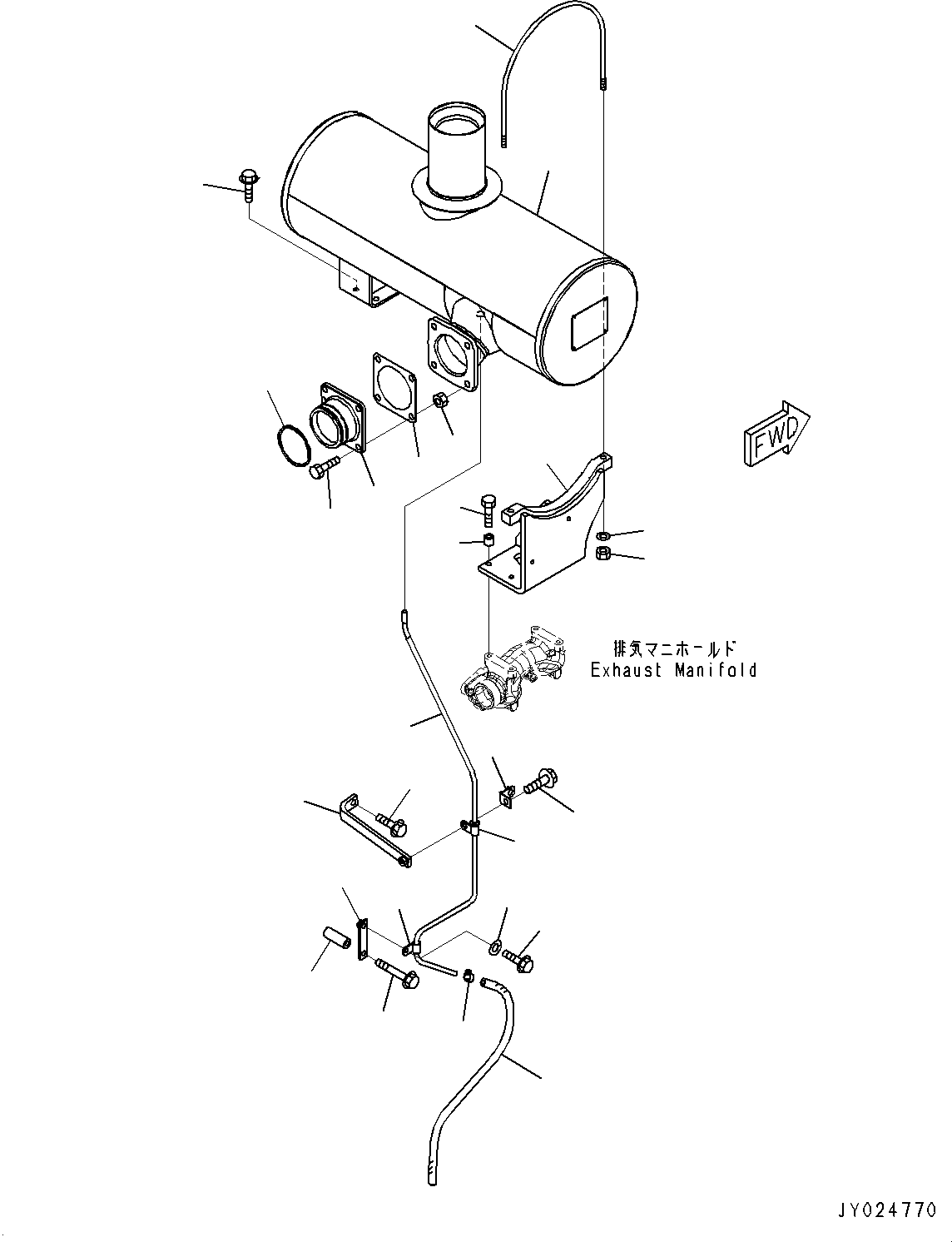 Komatsu parts book diagram for SAA6D125E-5HR S/N 660776-UP (For GD755-5R): EXHAUST MUFFLER (#660776-)