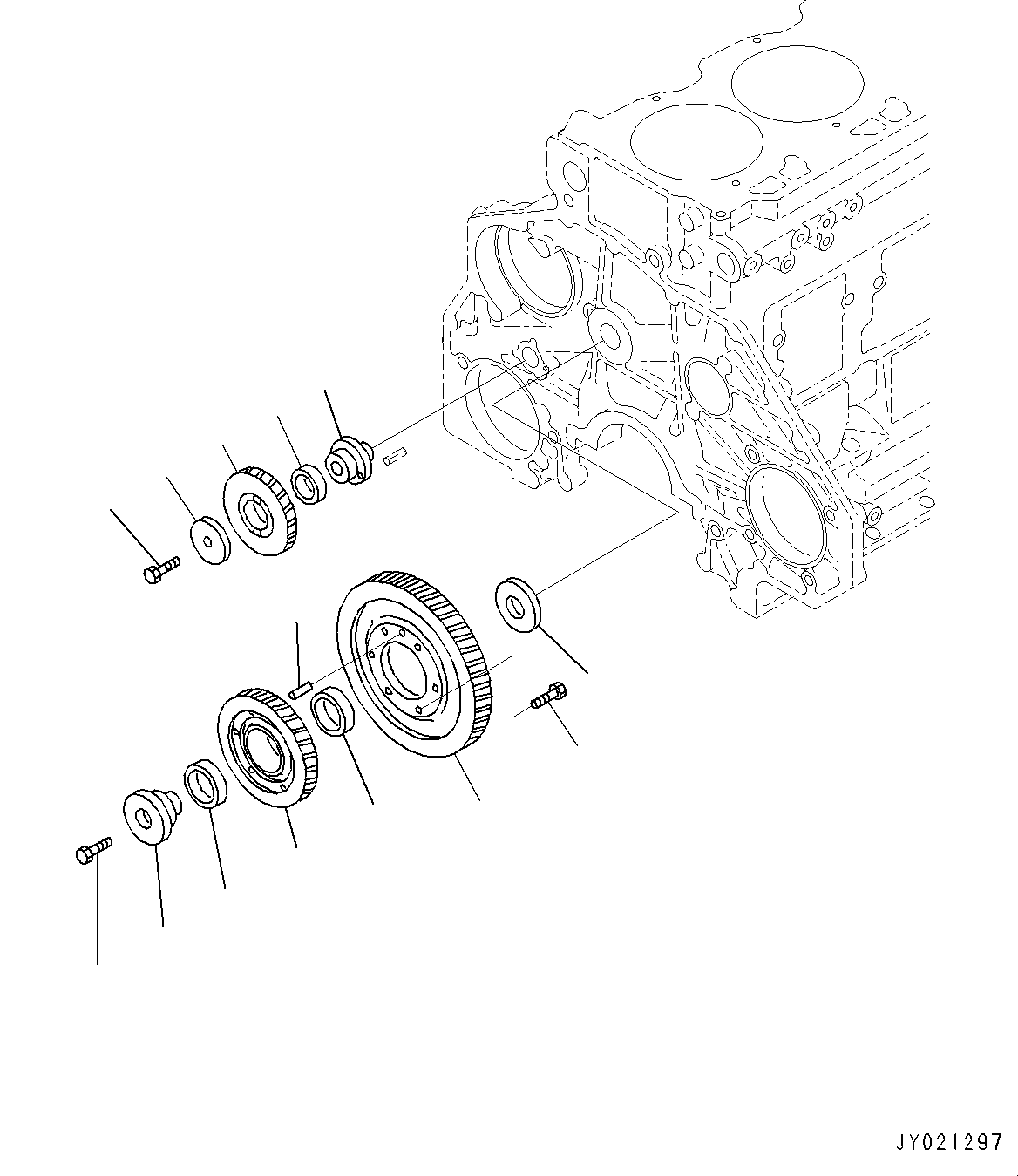 Komatsu parts book diagram for SAA6D125E-5HR S/N 660776-UP (For GD755-5R): IDLE GEARS (#660776-)
