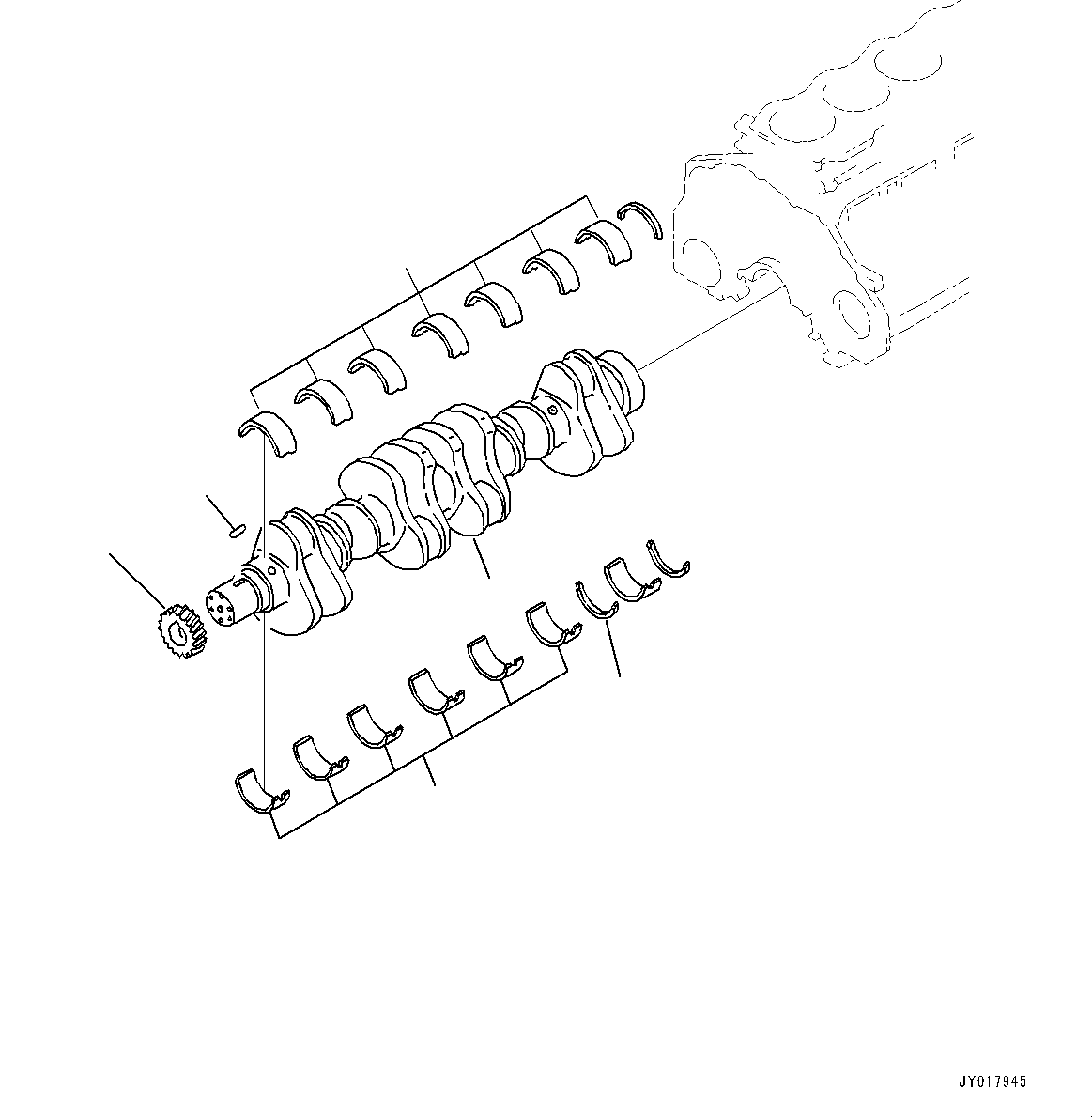 Komatsu parts book diagram for SAA6D125E-5HR S/N 660776-UP (For GD755-5R): CRANKSHAFT (#660776-)