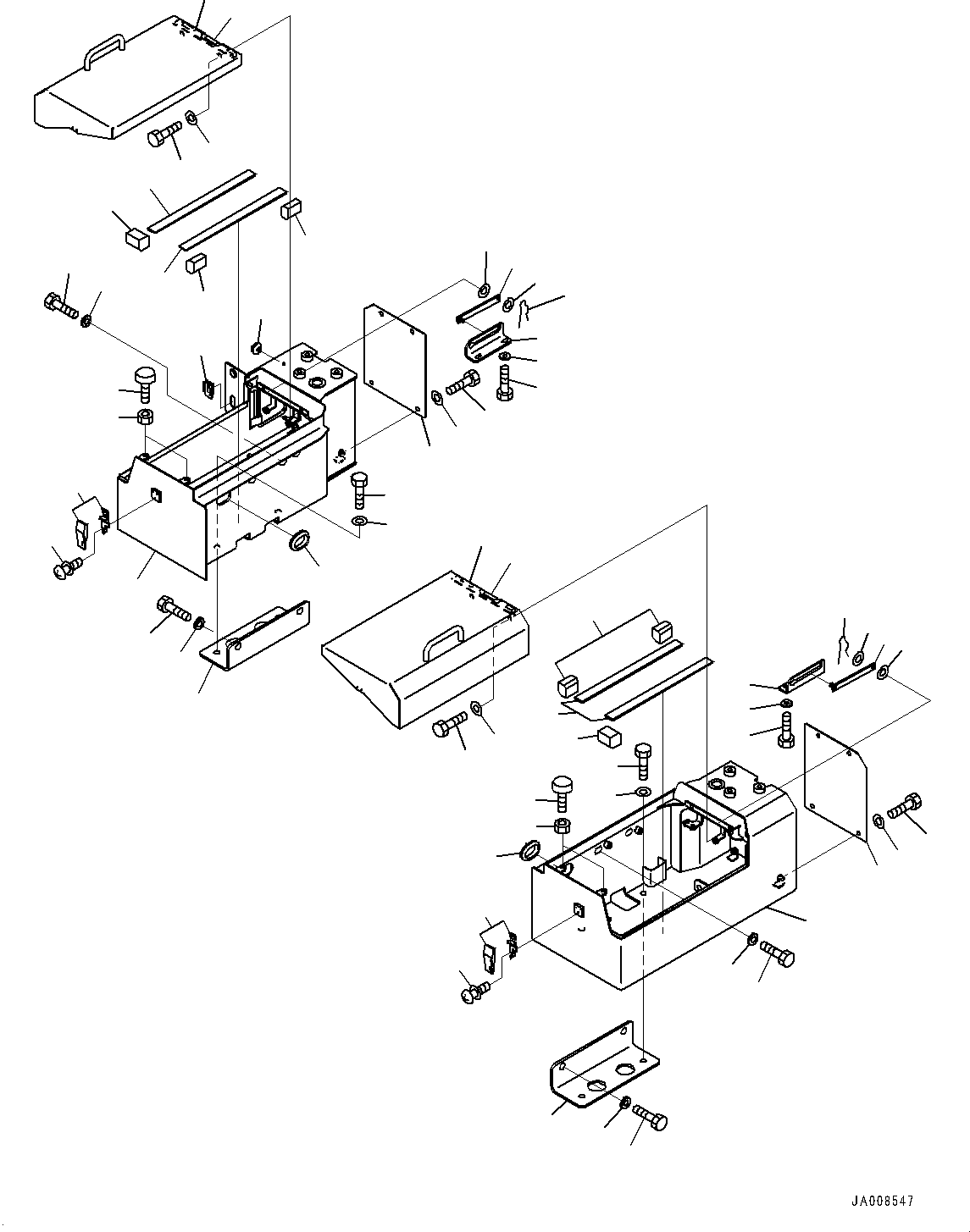 Wheel Loaders Komatsu / WA500-7 S/N 10001-UP(0000636H) / Battery Box, Box and Cover(E002001 : E0120-001001)