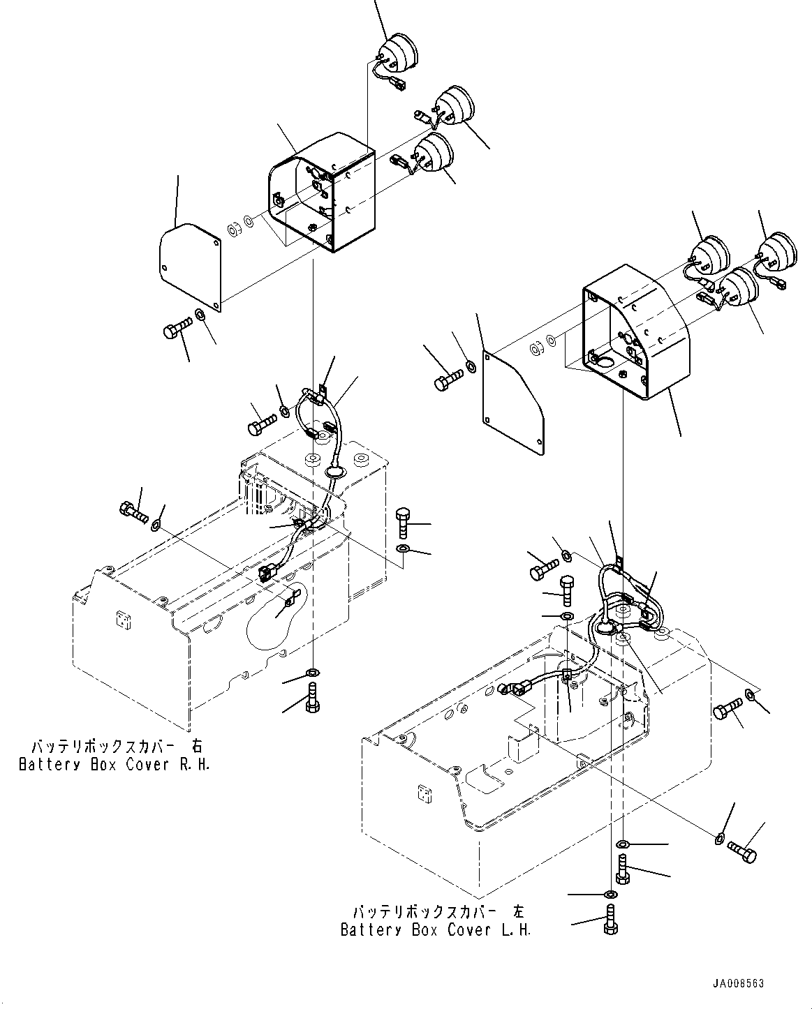 Wheel Loaders Komatsu / WA500-7 S/N 10001-UP(0000636H) / Battery Box, Rear Combination Lamp(E002004 : E0120-001004)
