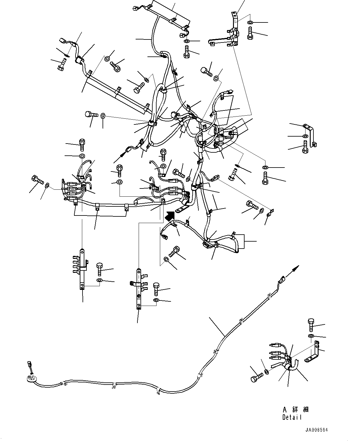 Wheel Loaders Komatsu / WA500-7 S/N 10001-UP(0000636H) / Front Wiring Harness, Wiring Harness and Bracket(E003001 : E0200-001001)